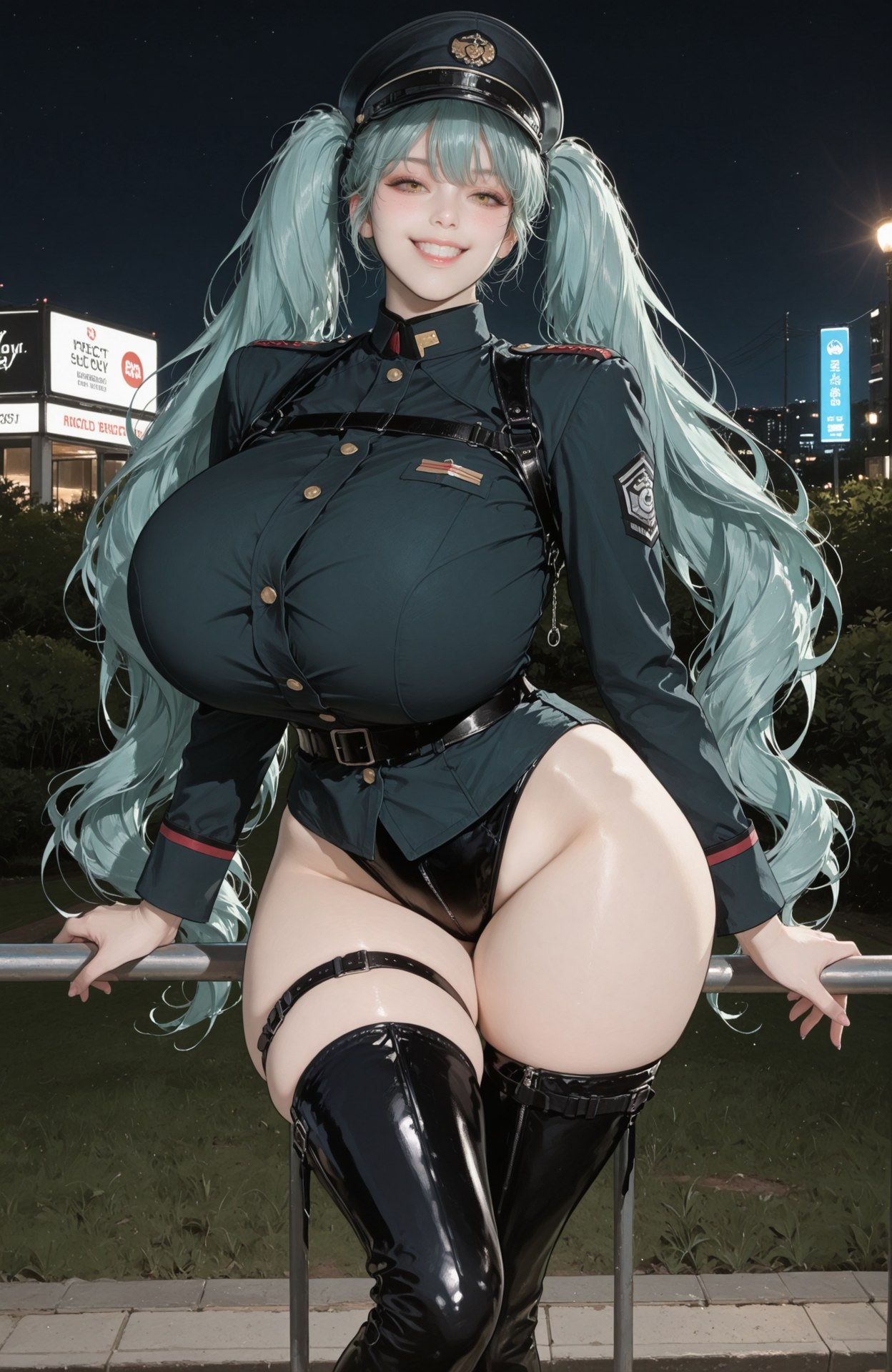 AI Generated Anime Girl - Goddess of Victory NIKKE Privaty bodysuit, black stockings, white stockings, uniform styling, wet-look styling AI画像ギャラリー 159P