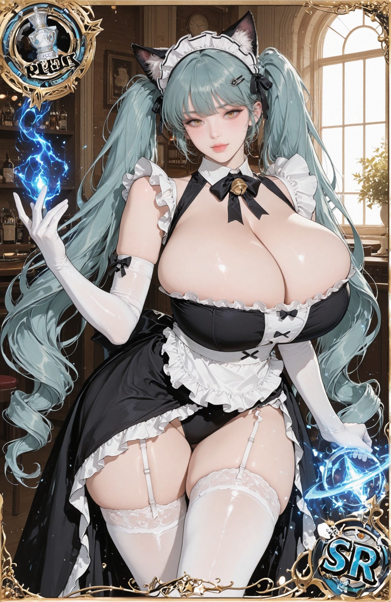 AI Generated Anime Girl - Goddess of Victory NIKKE Privaty: bodysuit, black stockings, white stockings, uniform styling, wet-look styling 159P