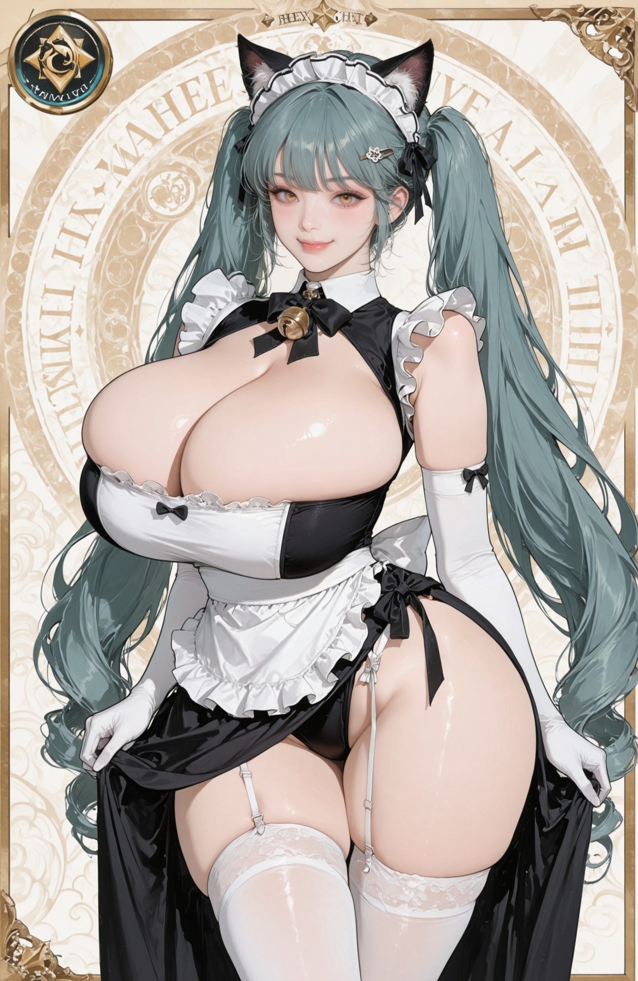 AI Generated Anime Girl - Goddess of Victory NIKKE Privaty: bodysuit, black stockings, white stockings, uniform styling, wet-look styling 159P