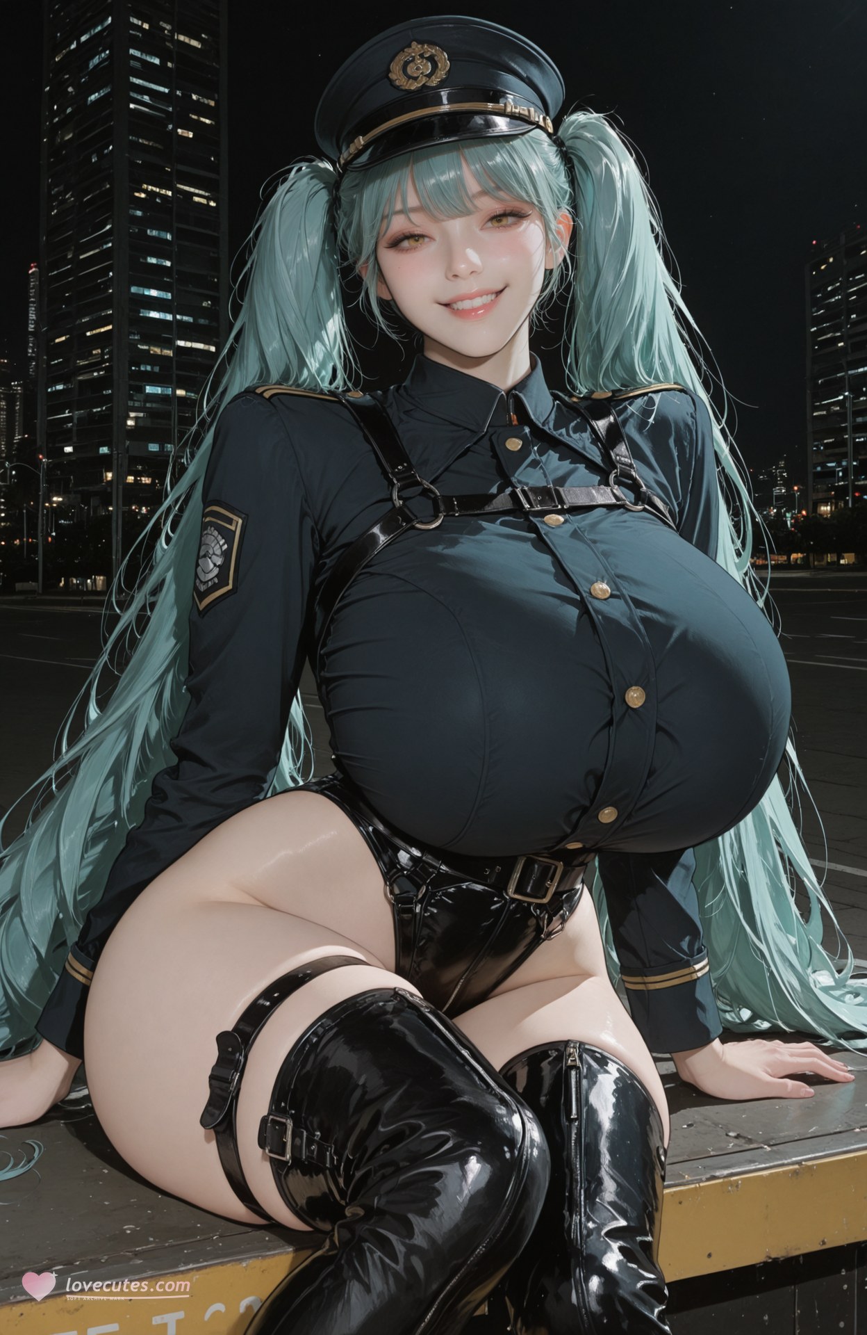 AI Generated Anime Girl - Goddess of Victory NIKKE Privaty: bodysuit, black stockings, white stockings, uniform styling, wet-look styling 159P