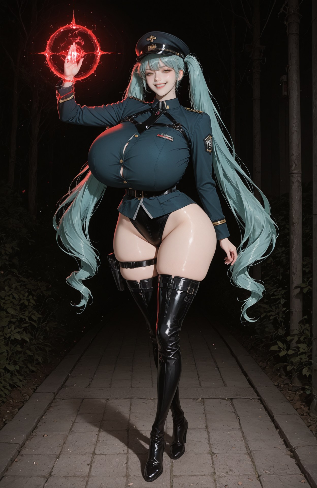 AI Generated Anime Girl - Goddess of Victory NIKKE Privaty: bodysuit, black stockings, white stockings, uniform styling, wet-look styling 159P