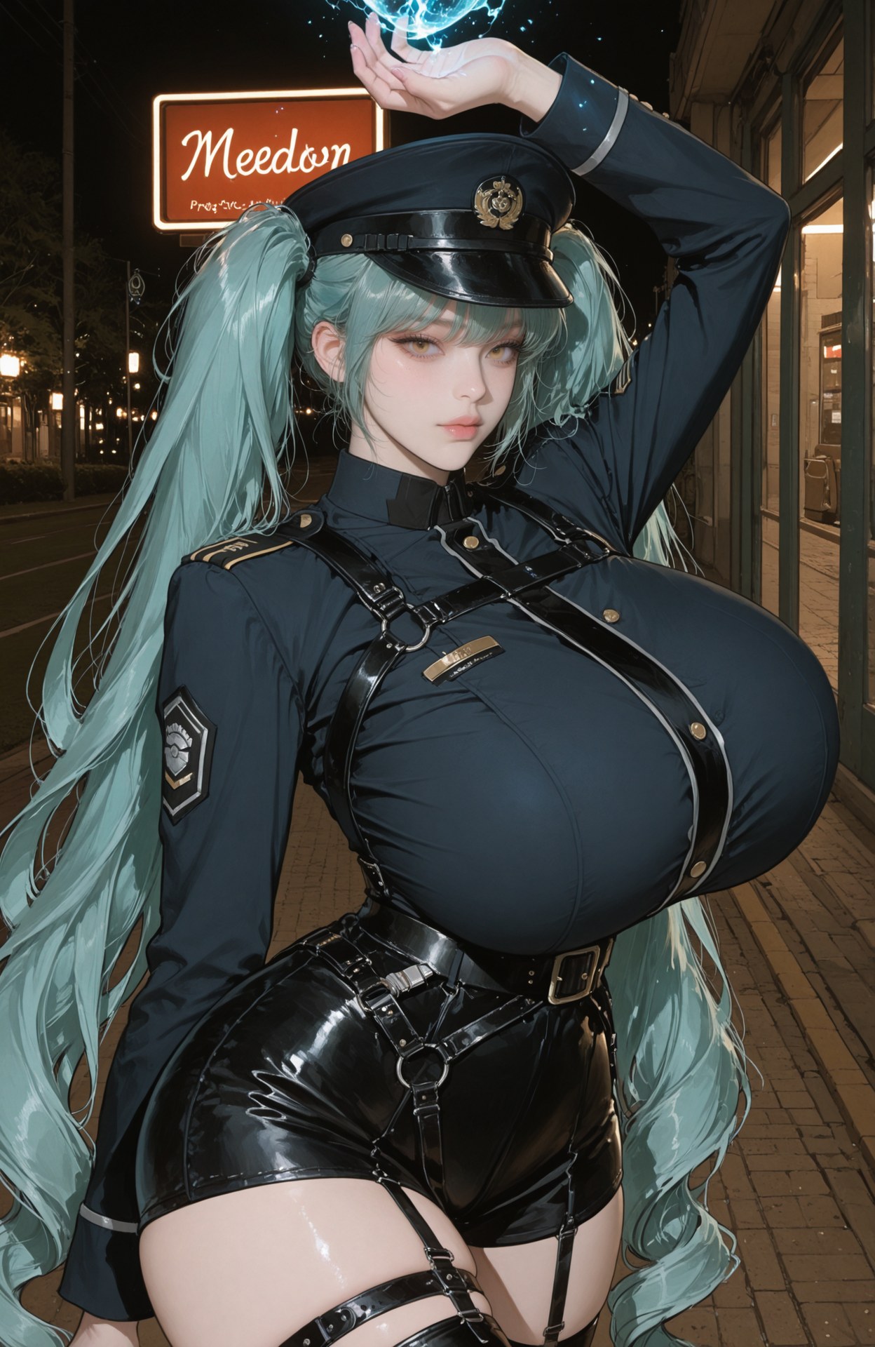 AI Generated Anime Girl - Goddess of Victory NIKKE Privaty แกลเลอรี AI bodysuit, black stockings, white stockings, uniform styling, wet-look styling 159P