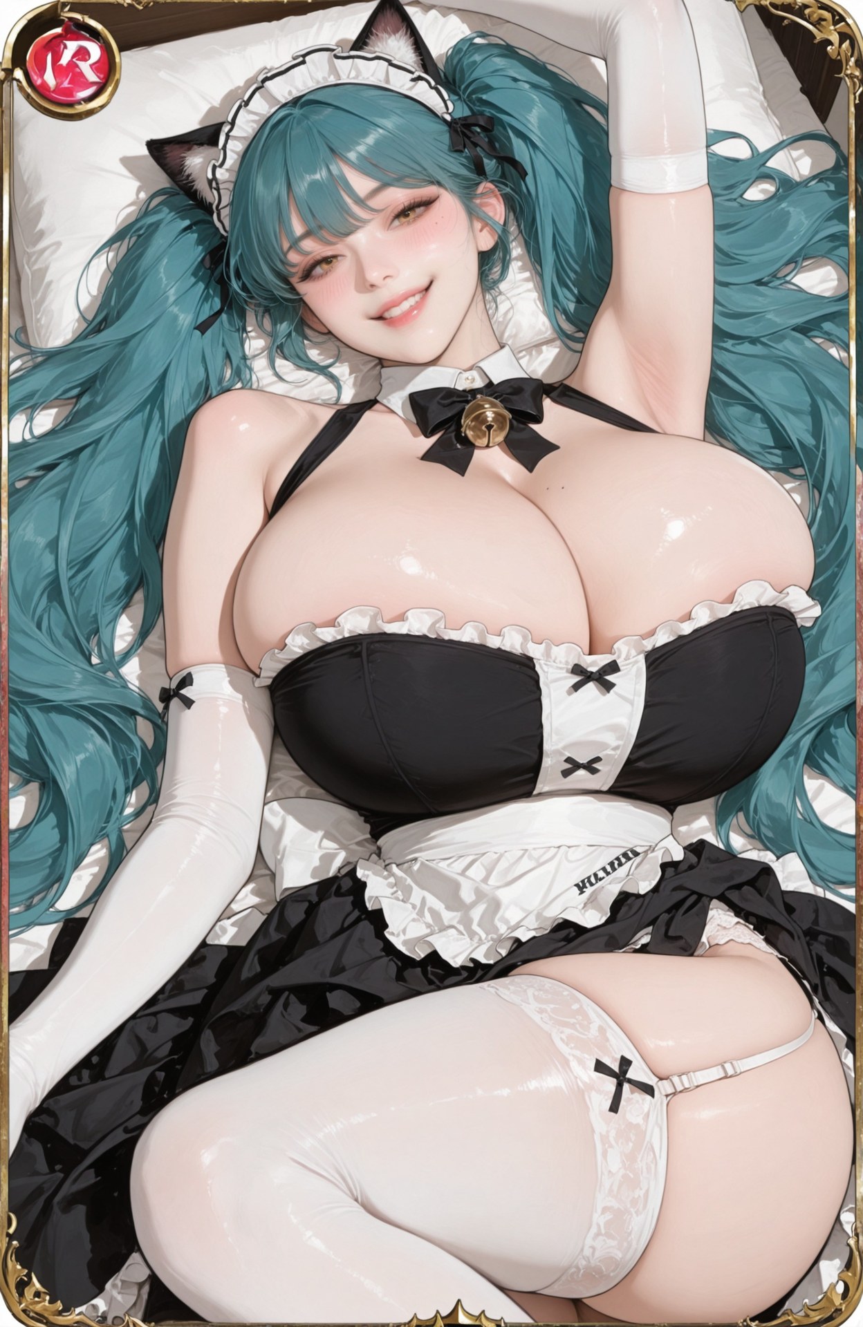 AI Generated Anime Girl - Goddess of Victory NIKKE Privaty: bodysuit, black stockings, white stockings, uniform styling, wet-look styling 159P