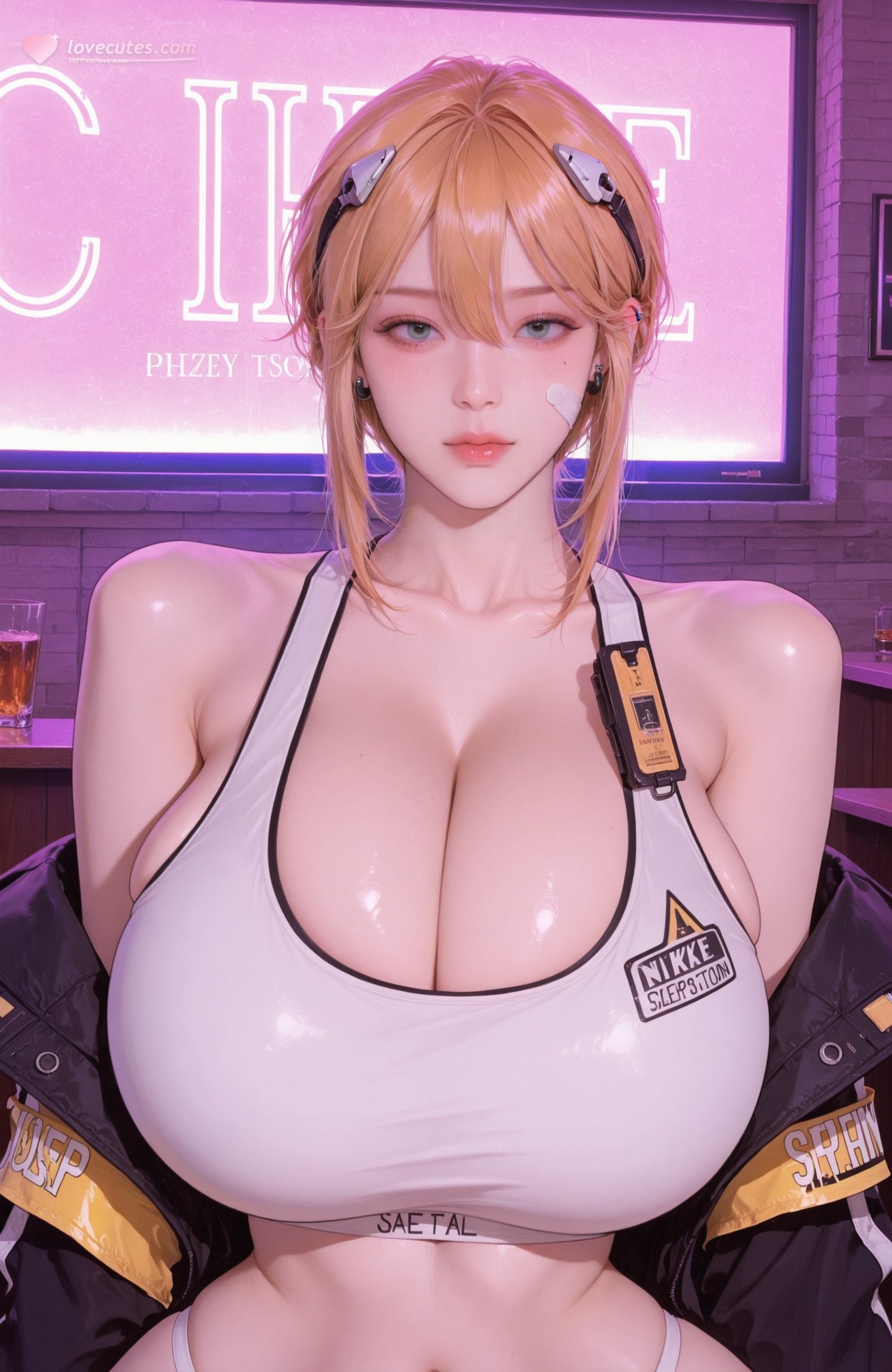 AI Generated Anime Girl - Goddess of Victory NIKKE Maxwell bộ ảnh AI bodysuit, wet-look styling, explicit nude detail 107P