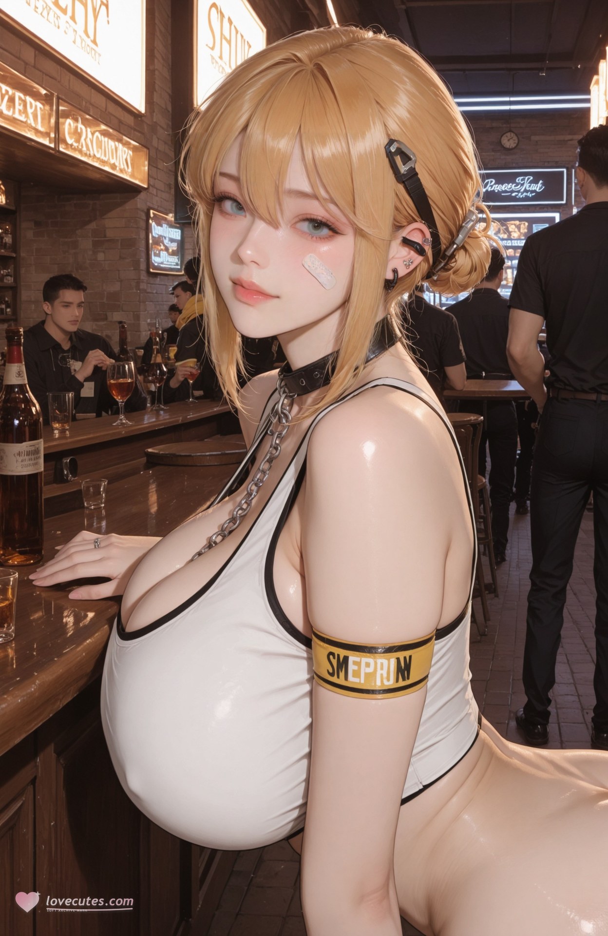 AI Generated Anime Girl - Goddess of Victory NIKKE Maxwell: bodysuit, wet-look styling, explicit nude detail 107P