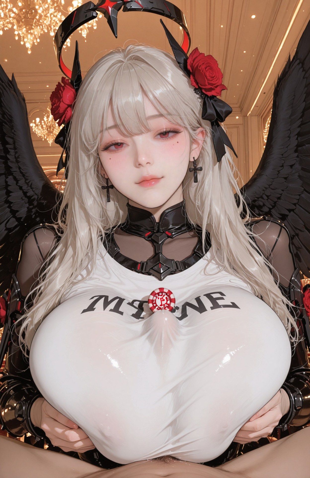 AI Generated Anime Girl - Goddess of Victory NIKKE Scarlet แกลเลอรี AI lace lingerie, bodysuit, black stockings, explicit nude detail 89P