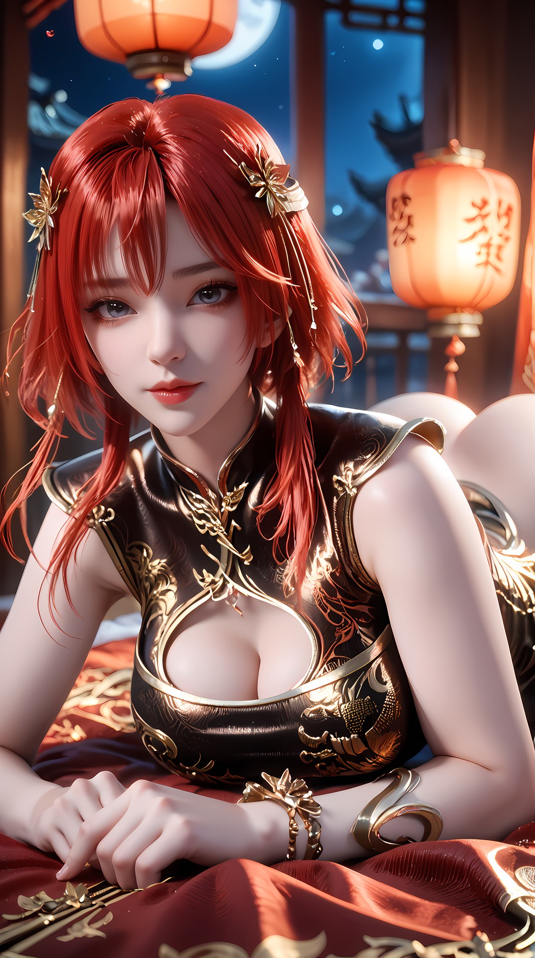 AI Porn - 百炼成神 朱绾：黑金旗袍露穴成人向圖集 88P