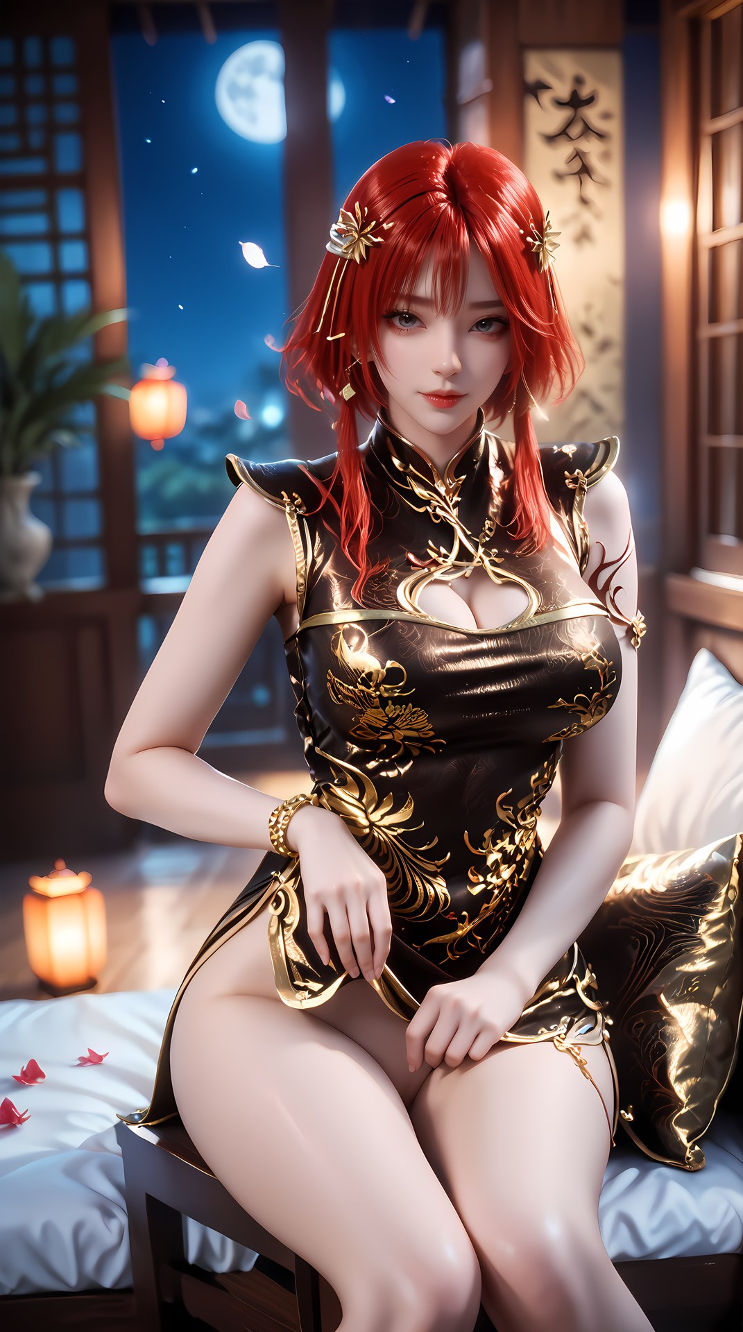 AI Porn - 百炼成神 朱绾：黑金旗袍露穴成人向圖集 88P