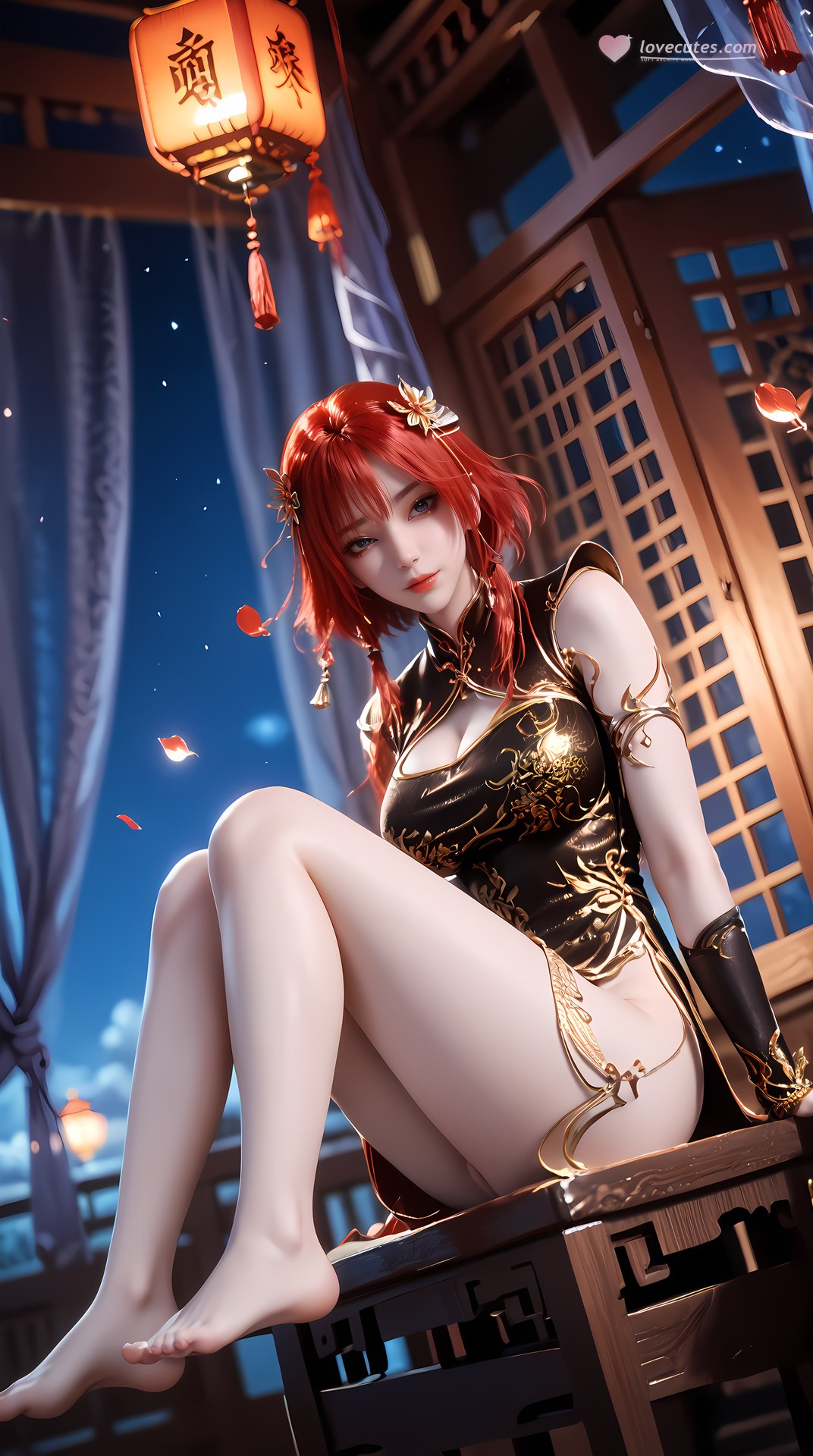 AI Porn - 百炼成神 朱绾：黑金旗袍露穴成人向圖集 88P