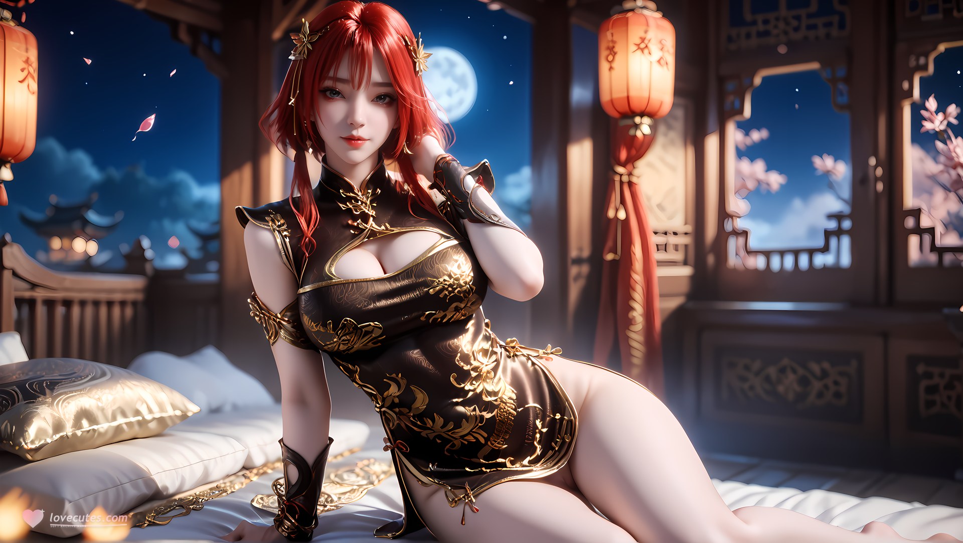 AI Porn - 百炼成神 朱绾：黑金旗袍露穴成人向圖集 88P