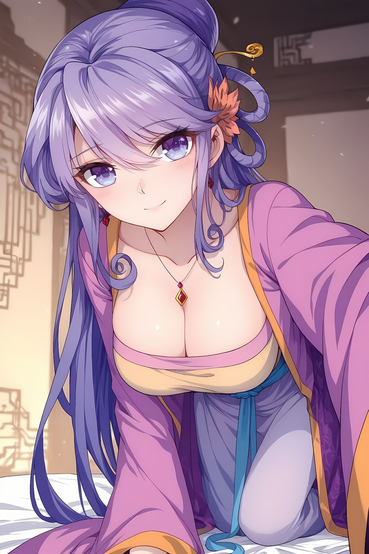 AI Porn - 극품가정 소부인 보라색 머리 고전의상 노출 누드 보라색 머리 고전의상, 스토리 침실 장면, 노출 누드 AI 이미지 갤러리 184P