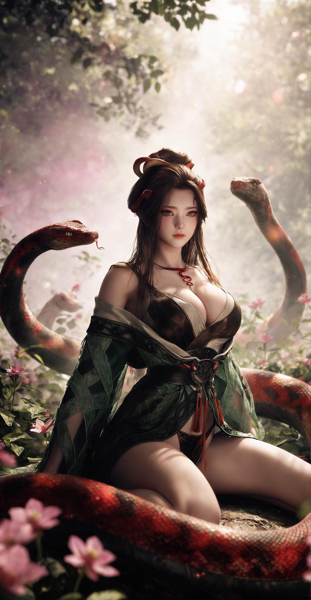 AI Porn - 龍嬌男：森林蛇紋古裝露點圖集 162P