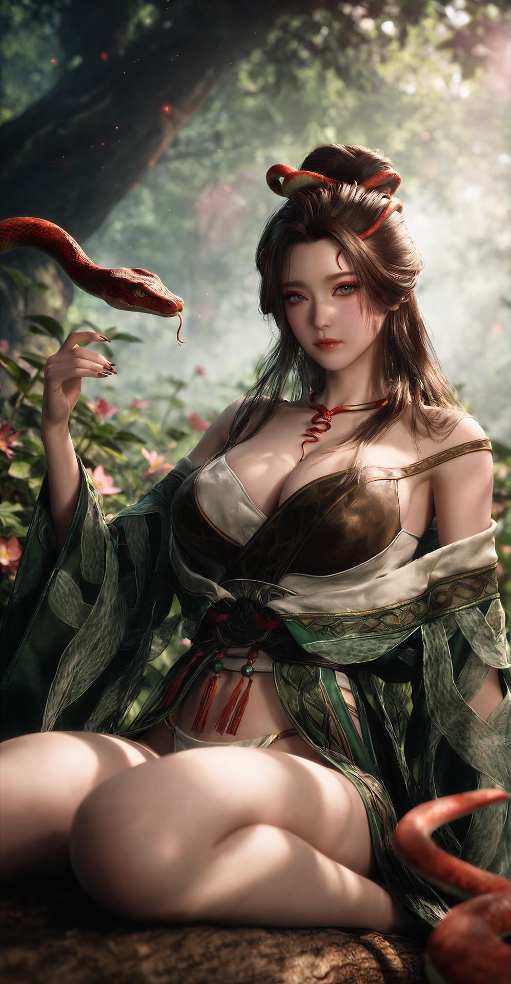 AI Porn - 龍嬌男：森林蛇紋古裝露點圖集 162P