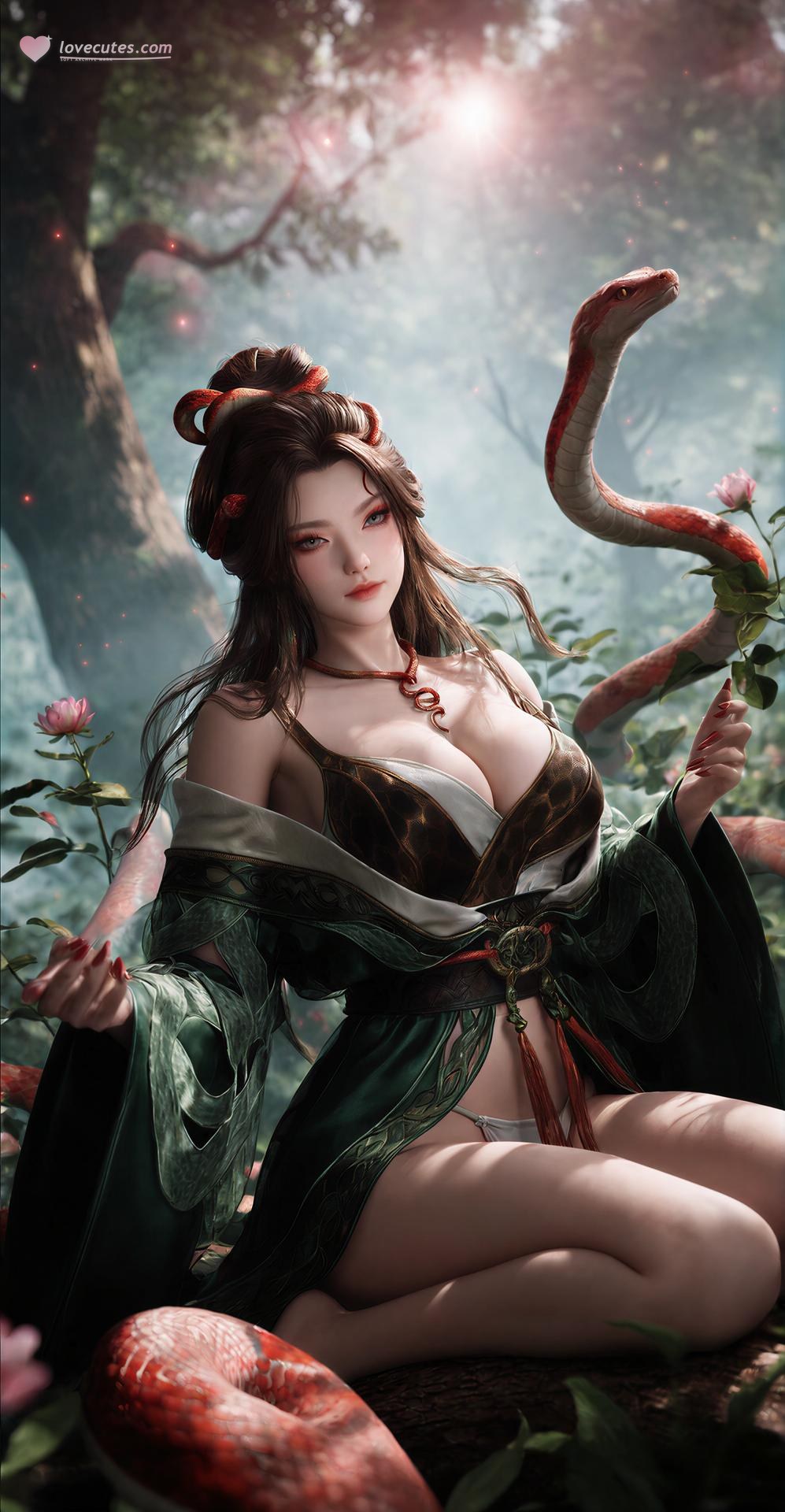 AI Porn - 龍嬌男：森林蛇紋古裝露點圖集 162P