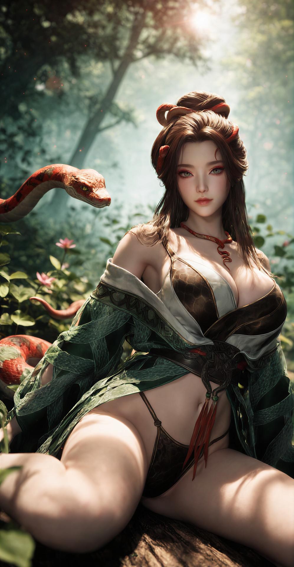AI Porn - 龍嬌男：森林蛇紋古裝露點圖集 162P