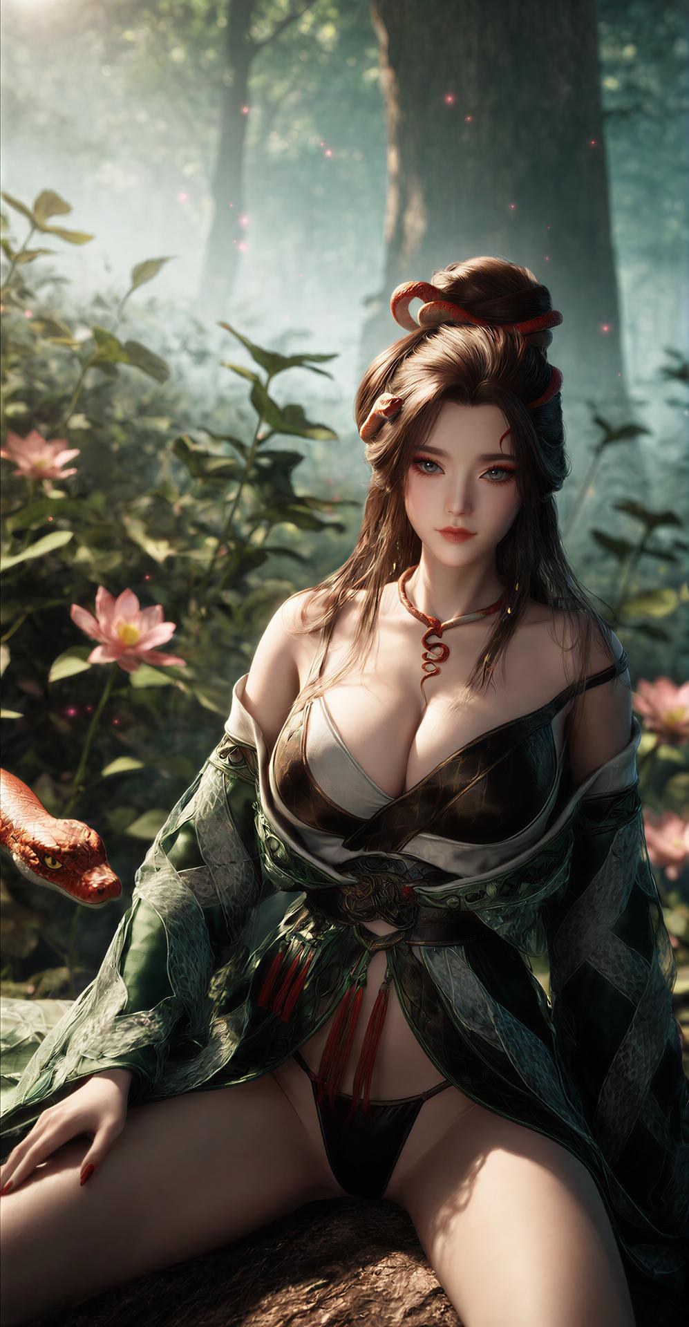 AI Porn - 龍嬌男：森林蛇紋古裝露點圖集 162P