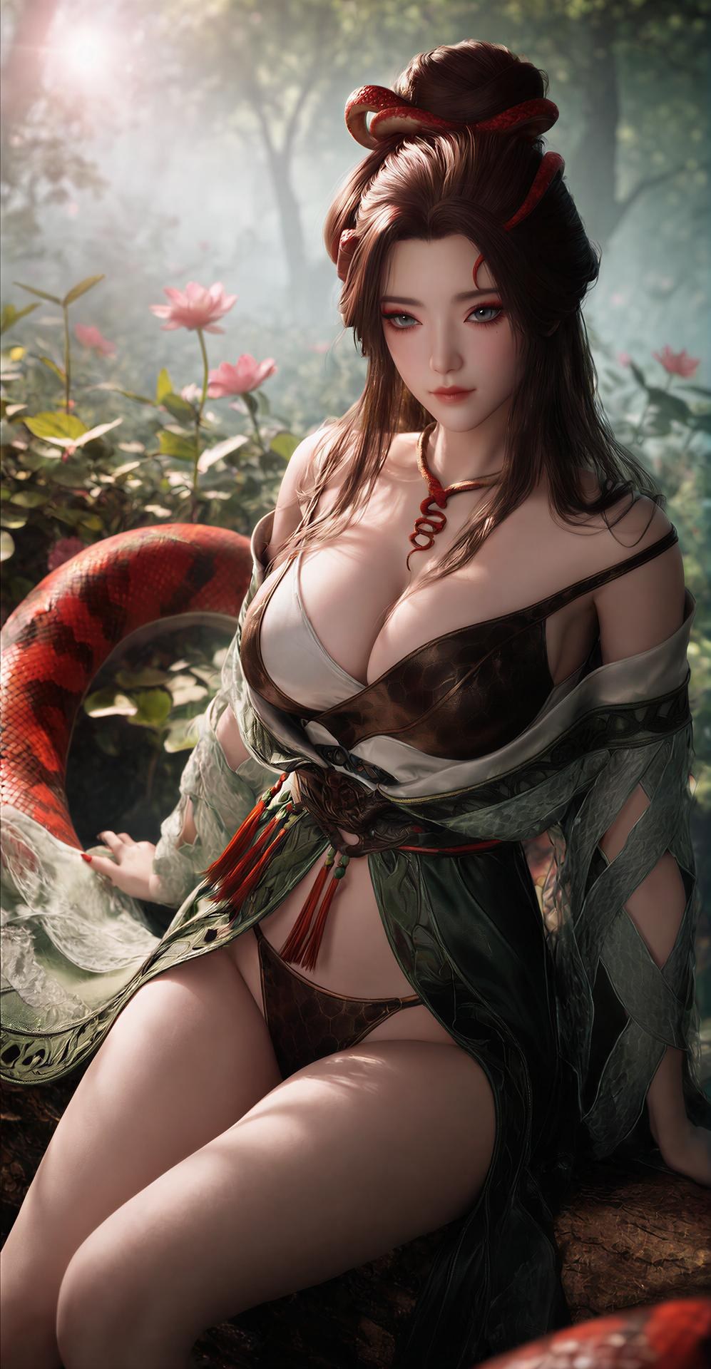AI Porn - 龍嬌男：森林蛇紋古裝露點圖集 162P