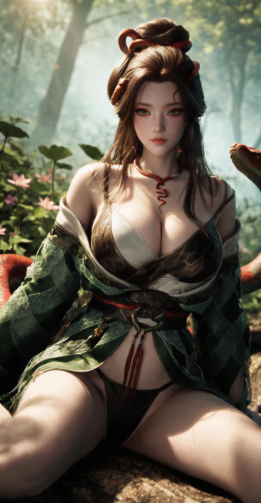 AI Porn - 龍嬌男：森林蛇紋古裝露點圖集 162P