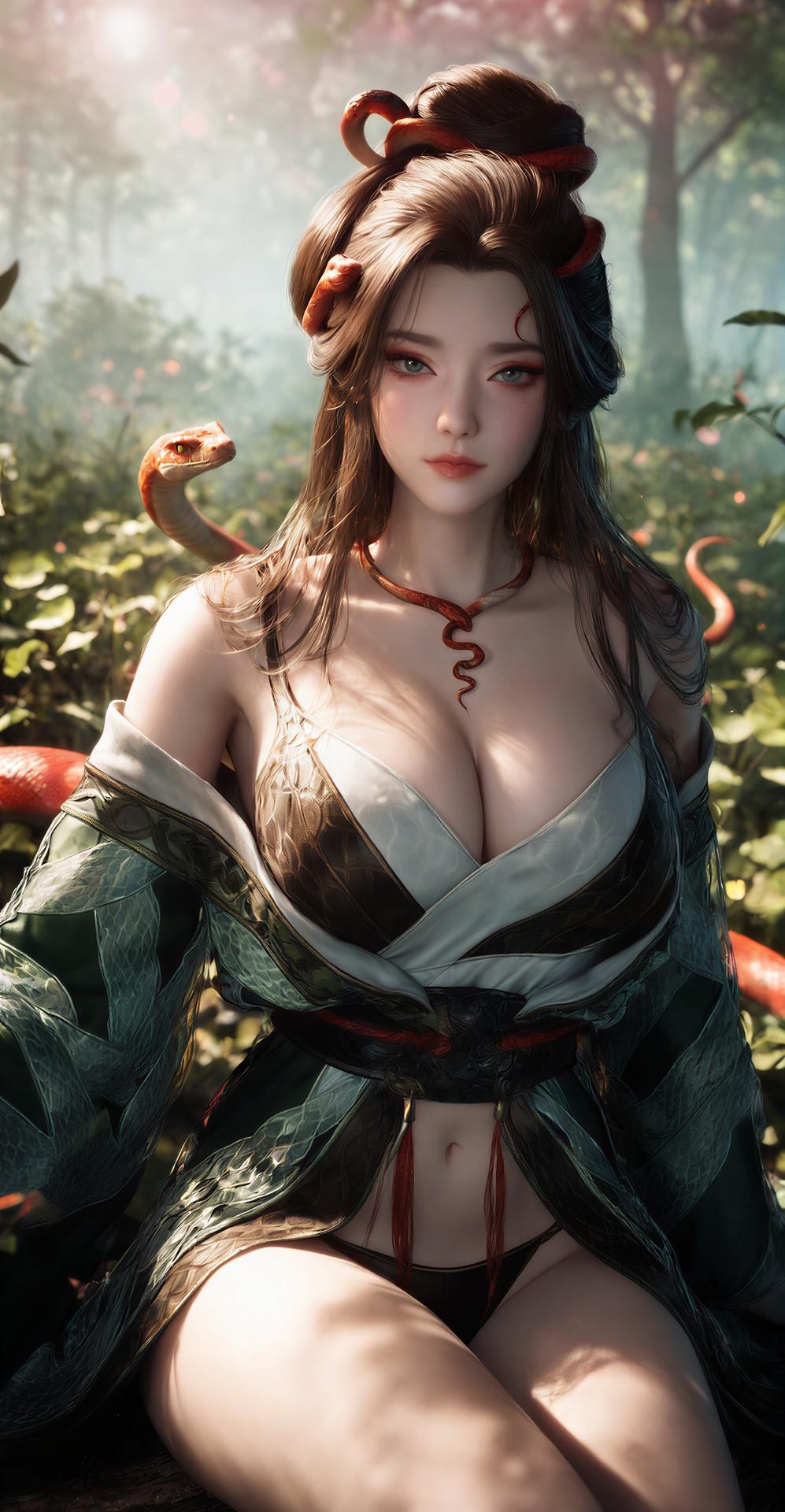 AI Porn - 龍嬌男：森林蛇紋古裝露點圖集 162P