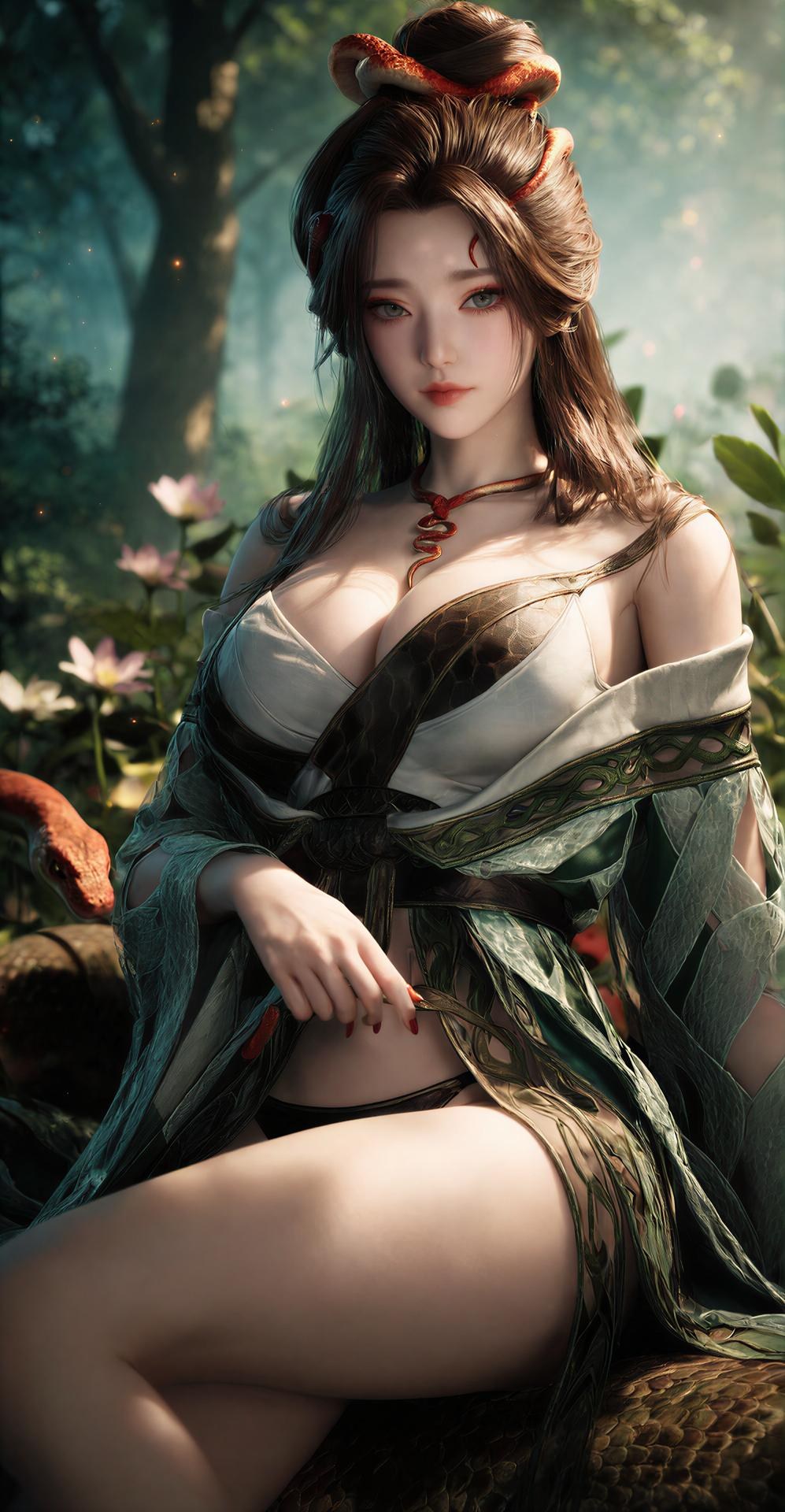 AI Porn - 龍嬌男：森林蛇紋古裝露點圖集 162P