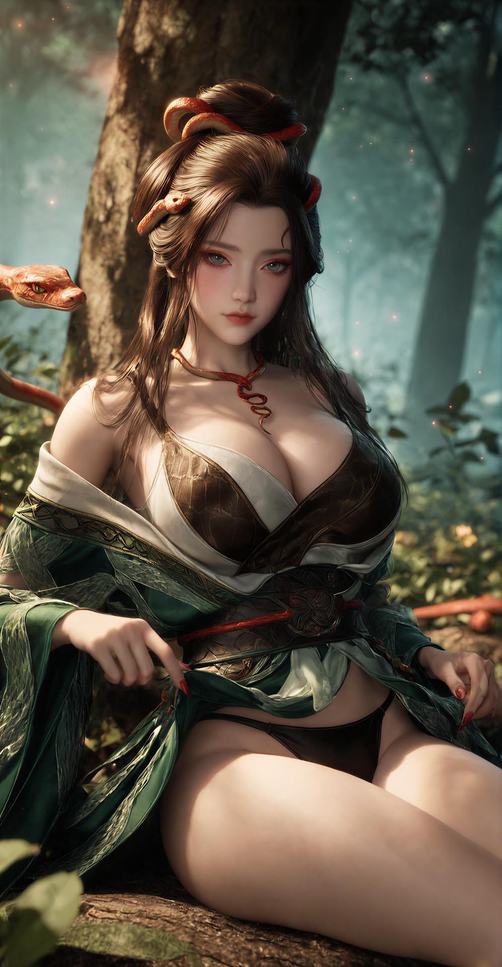 AI Porn - 龍嬌男：森林蛇紋古裝露點圖集 162P