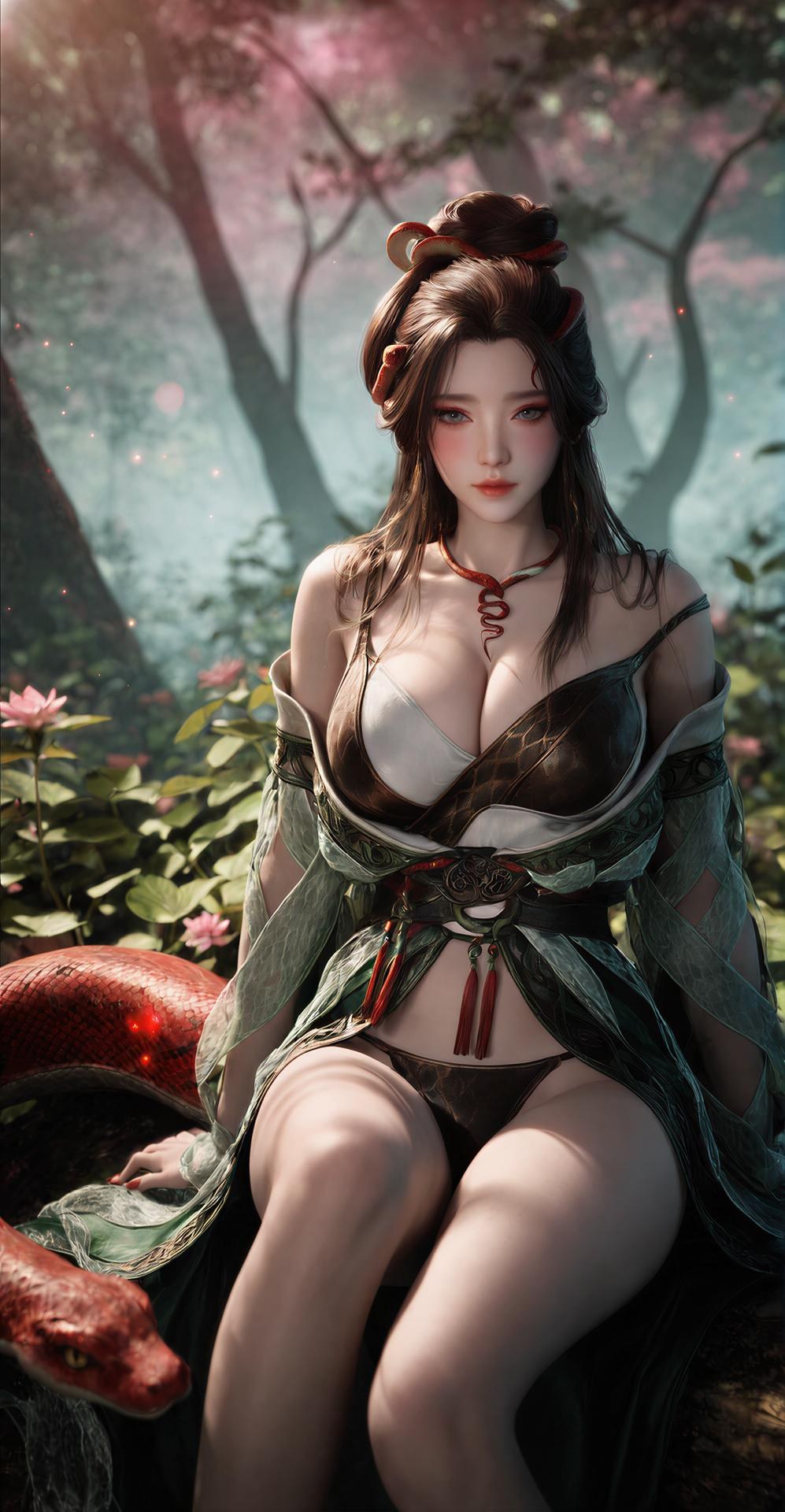 AI Porn - 龍嬌男：森林蛇紋古裝露點圖集 162P