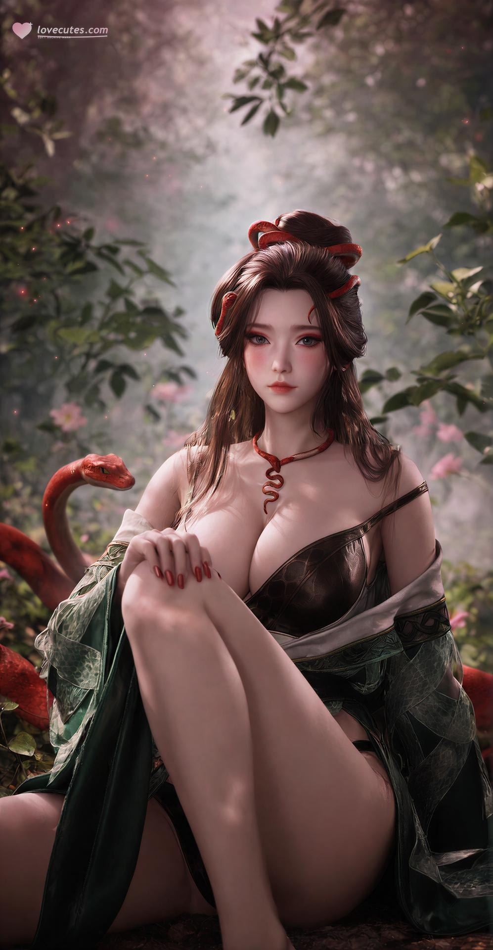 AI Porn - 龍嬌男：森林蛇紋古裝露點圖集 162P