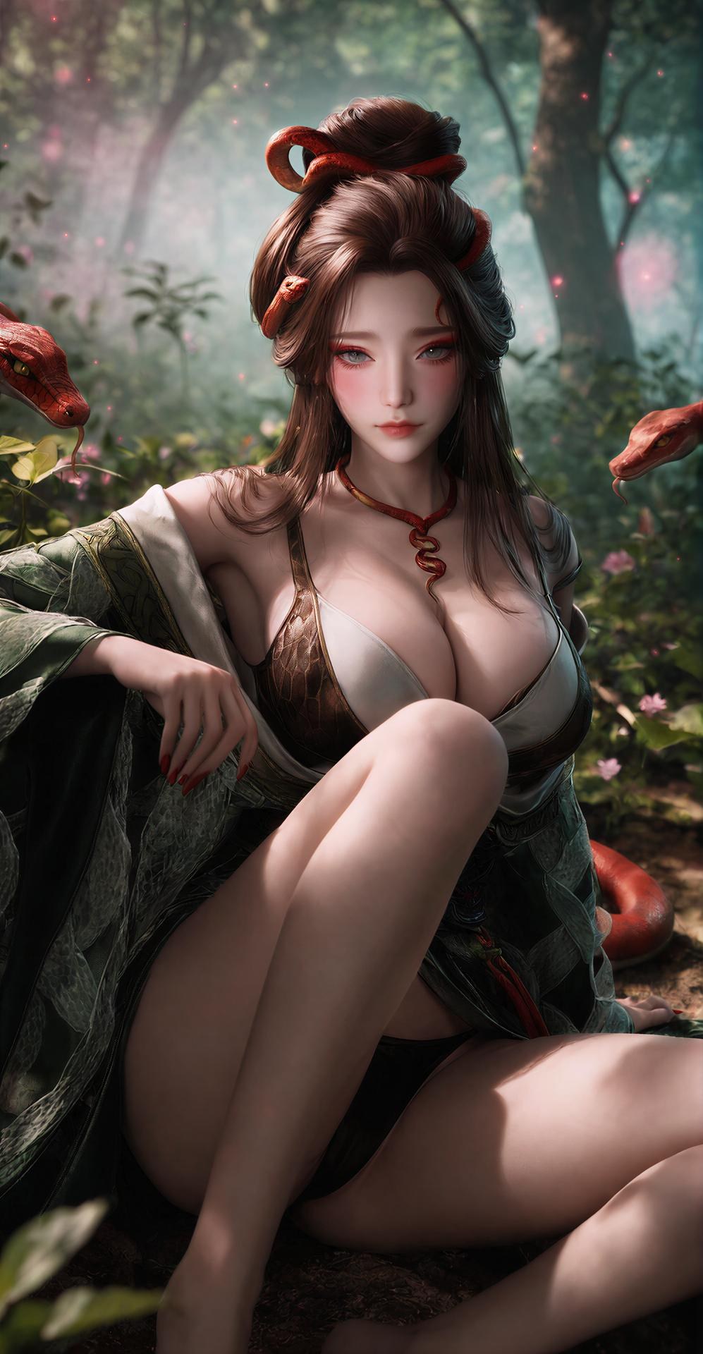 AI Porn - 龍嬌男：森林蛇紋古裝露點圖集 162P