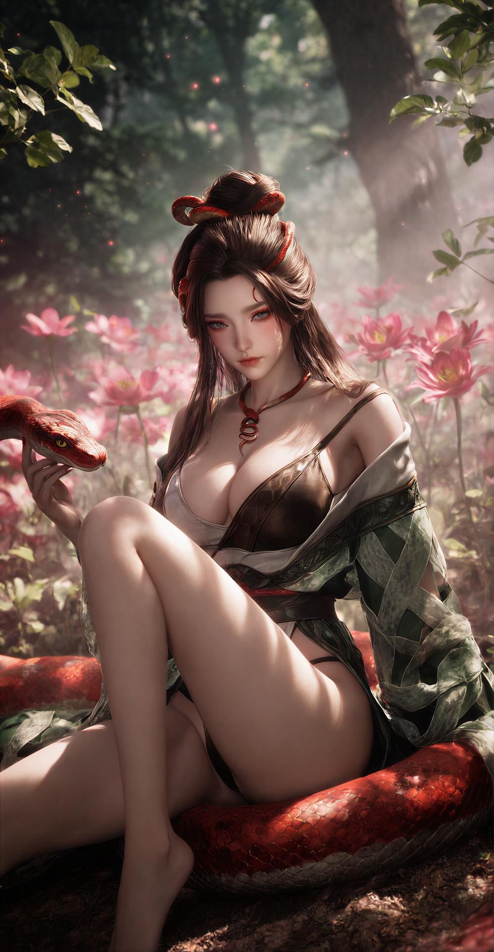 AI Porn - 龍嬌男：森林蛇紋古裝露點圖集 162P
