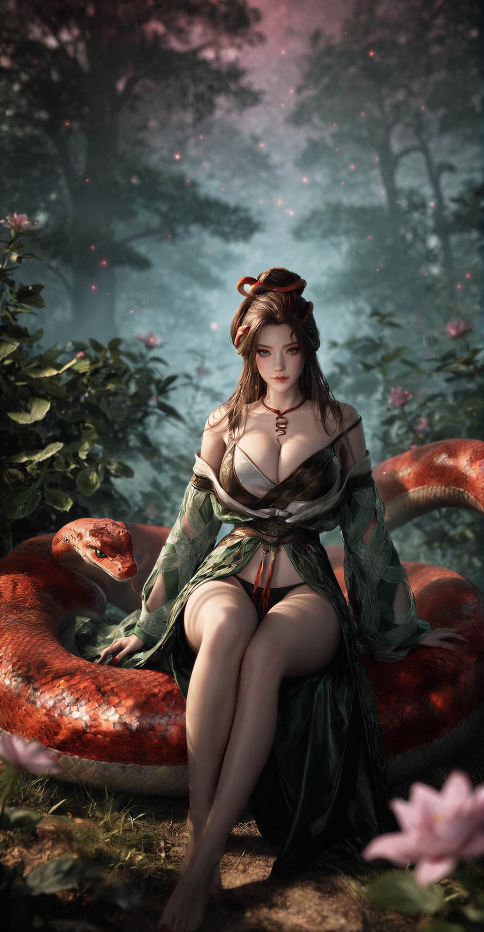 AI Porn - 龍嬌男：森林蛇紋古裝露點圖集 162P