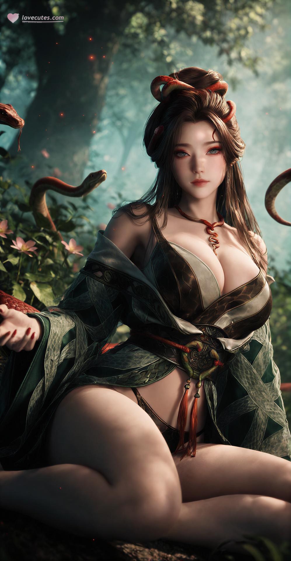 AI Porn - 龍嬌男：森林蛇紋古裝露點圖集 162P