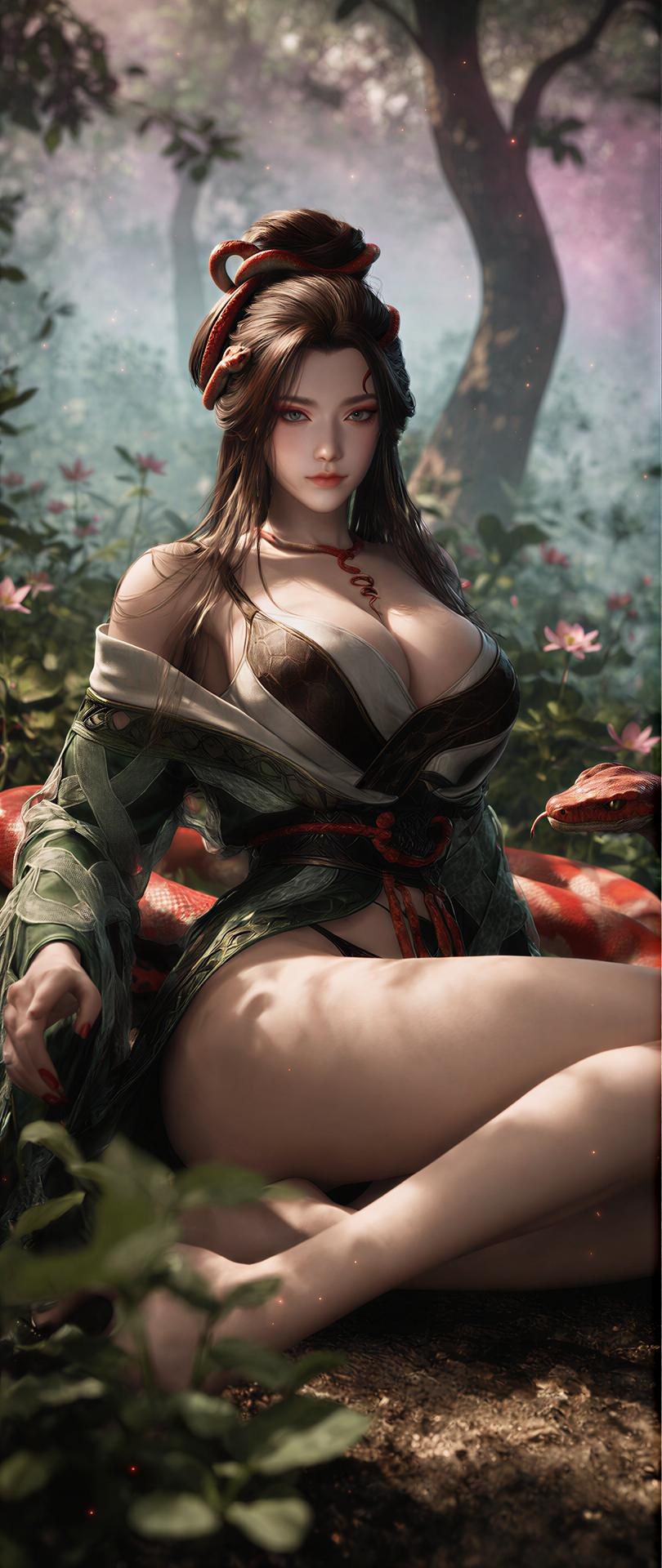 AI Porn - 龍嬌男：森林蛇紋古裝露點圖集 162P