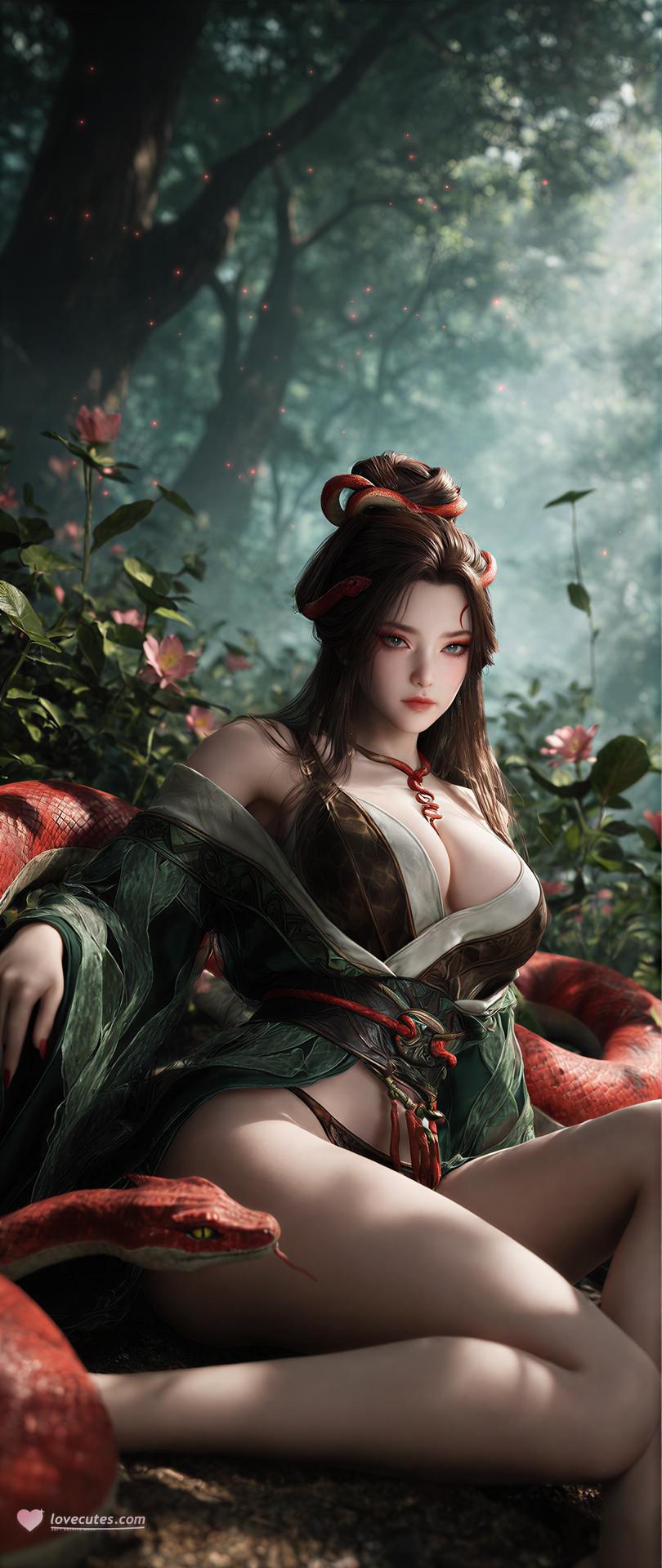 AI Porn - 龍嬌男：森林蛇紋古裝露點圖集 162P