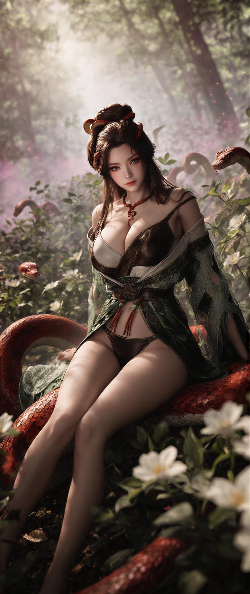AI Porn - 龍嬌男：森林蛇紋古裝露點圖集 162P