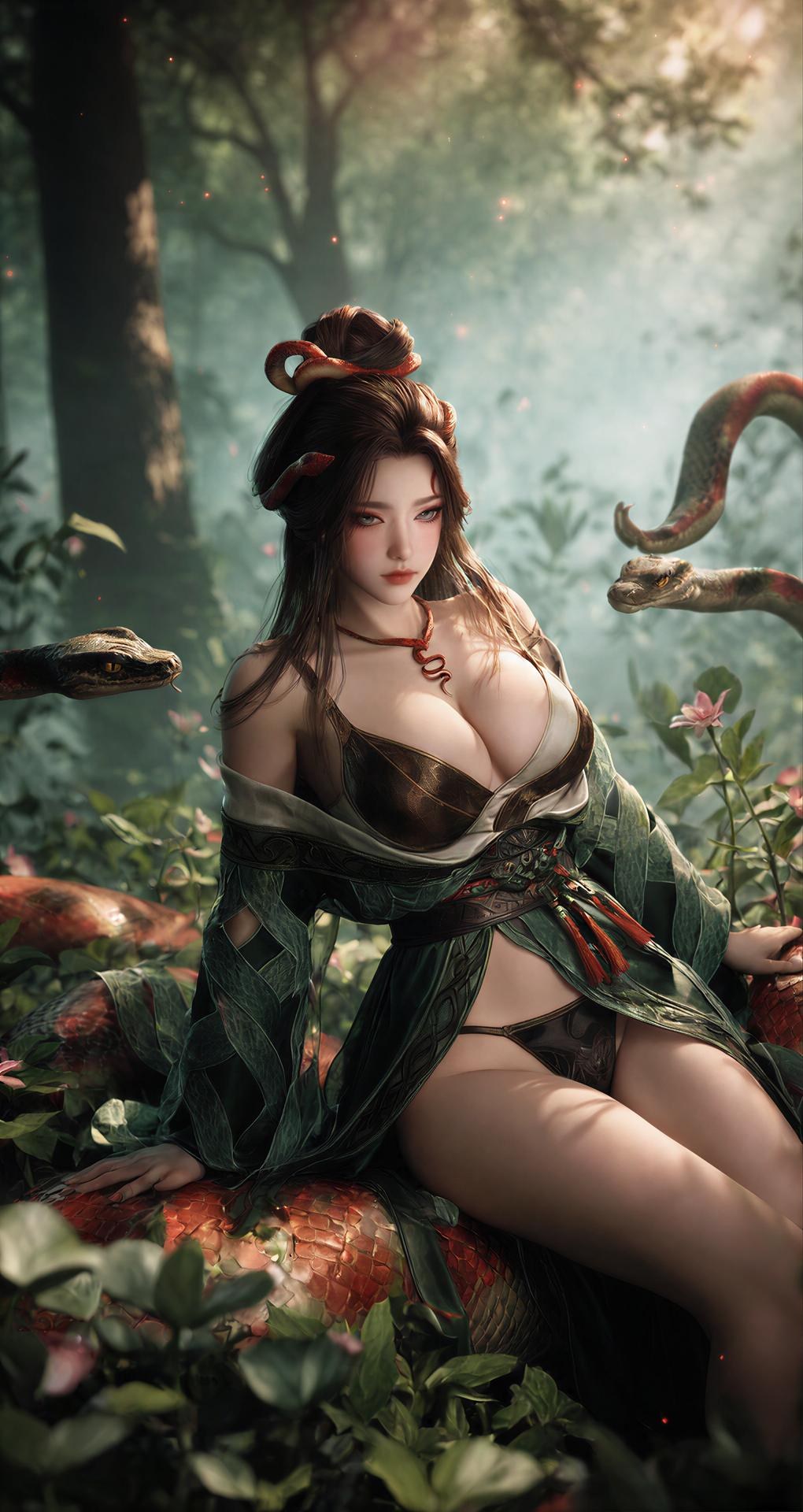 AI Porn - 龍嬌男：森林蛇紋古裝露點圖集 162P