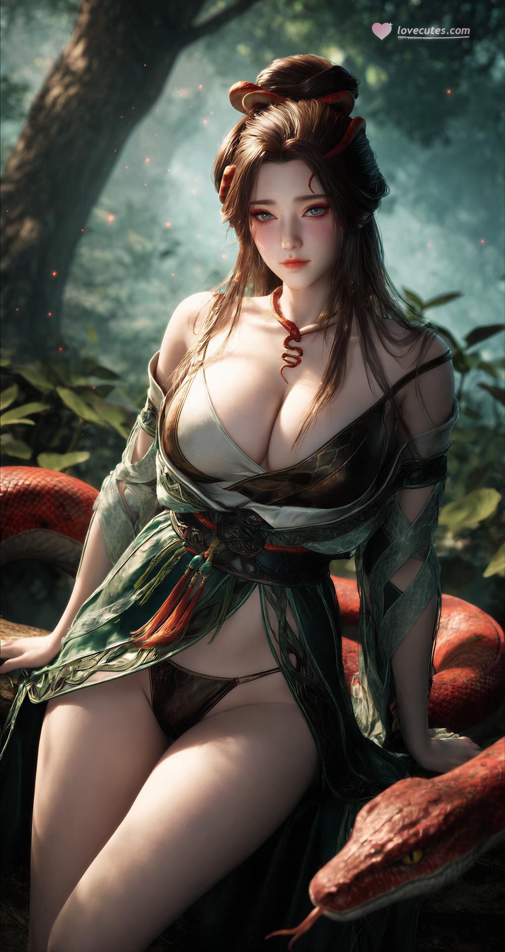AI Porn - 龍嬌男：森林蛇紋古裝露點圖集 162P