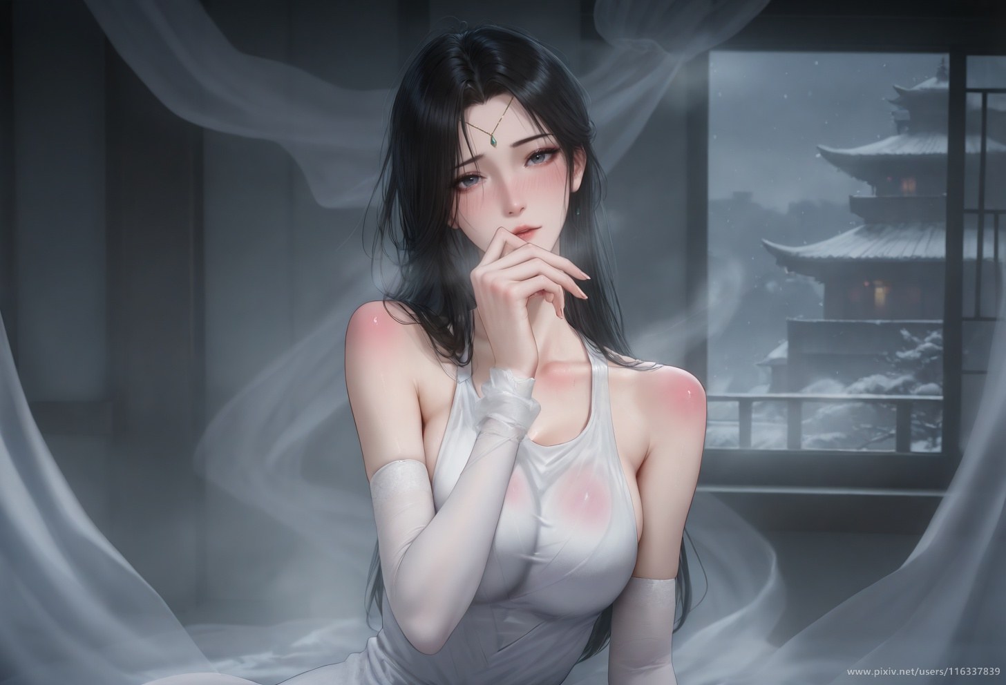 AI Porn - 배 흰 의상 스타킹 상반신 노출 성인 흰 의상, 스타킹, 상반신 노출, 침실 포즈 AI 이미지 갤러리 139P
