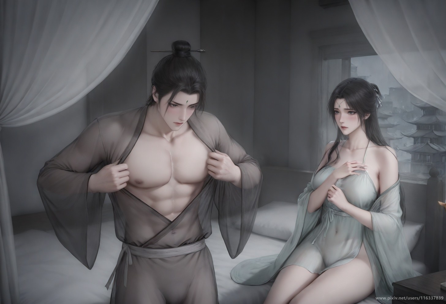 AI Porn - 裴：古风剧情白衣露点成人向圖集 102P
