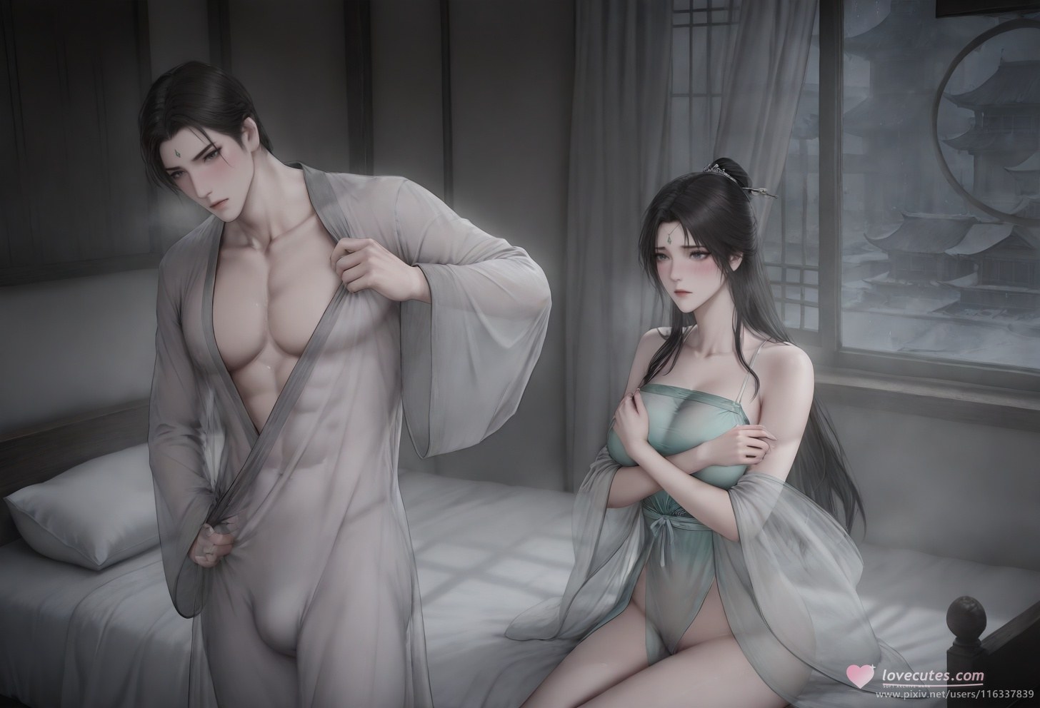 AI Porn - Pei ชุดขาวโบราณ ฉากเรื่องราวผู้ใหญ่ ชุดขาวโบราณ ฉากในห้อง และรายละเอียดผู้ใหญ่ แกลเลอรี AI 102P