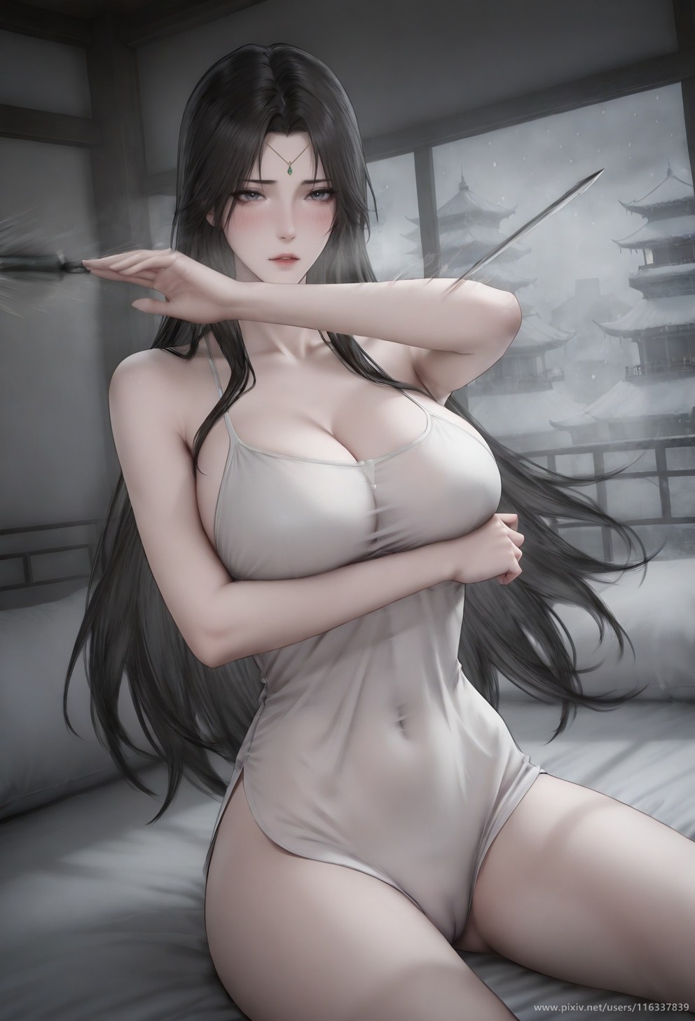 AI Porn - 배 고풍 흰 의상 스토리 성인 고풍 흰 의상, 실내 스토리, 상반신 노출 AI 이미지 갤러리 102P