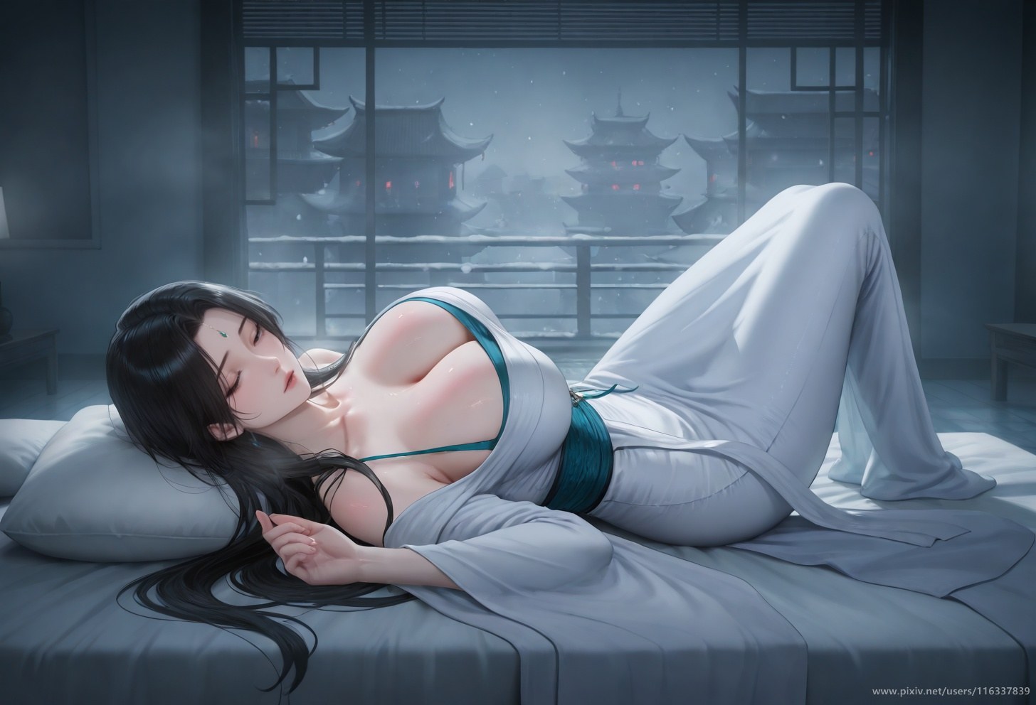 AI Porn - 배 고풍 흰 의상 스토리 성인 고풍 흰 의상, 실내 스토리, 상반신 노출 AI 이미지 갤러리 102P