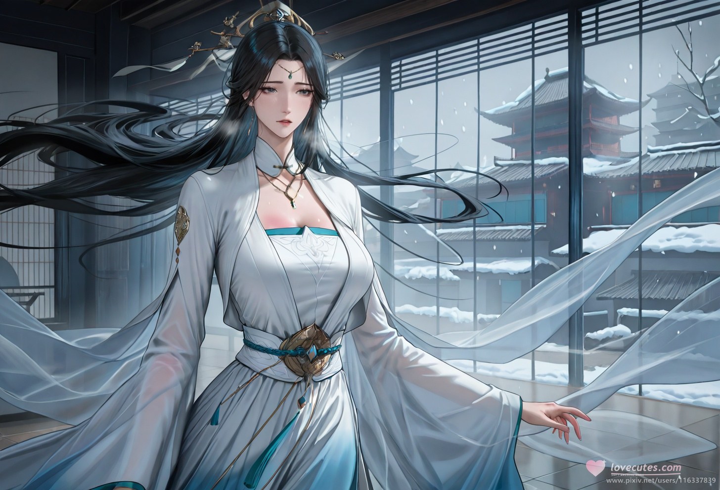 AI Porn - Pei ancient-style white robe story adult ancient-style white robe scenes, indoor story framing, topless adult detail AI Adult Gallery 102P