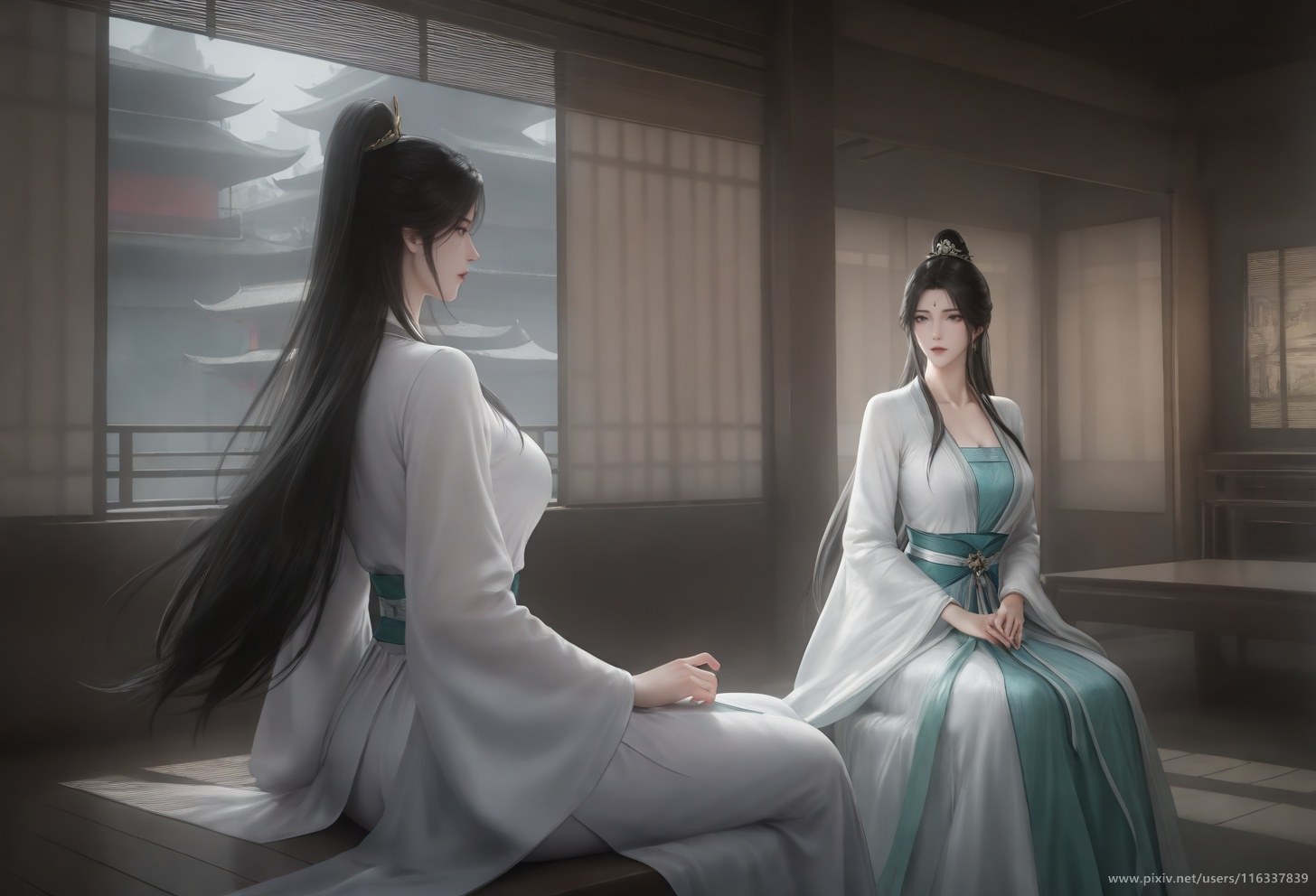 AI Porn - Pei ancient-style white robe story adult ancient-style white robe scenes, indoor story framing, topless adult detail AI Adult Gallery 102P