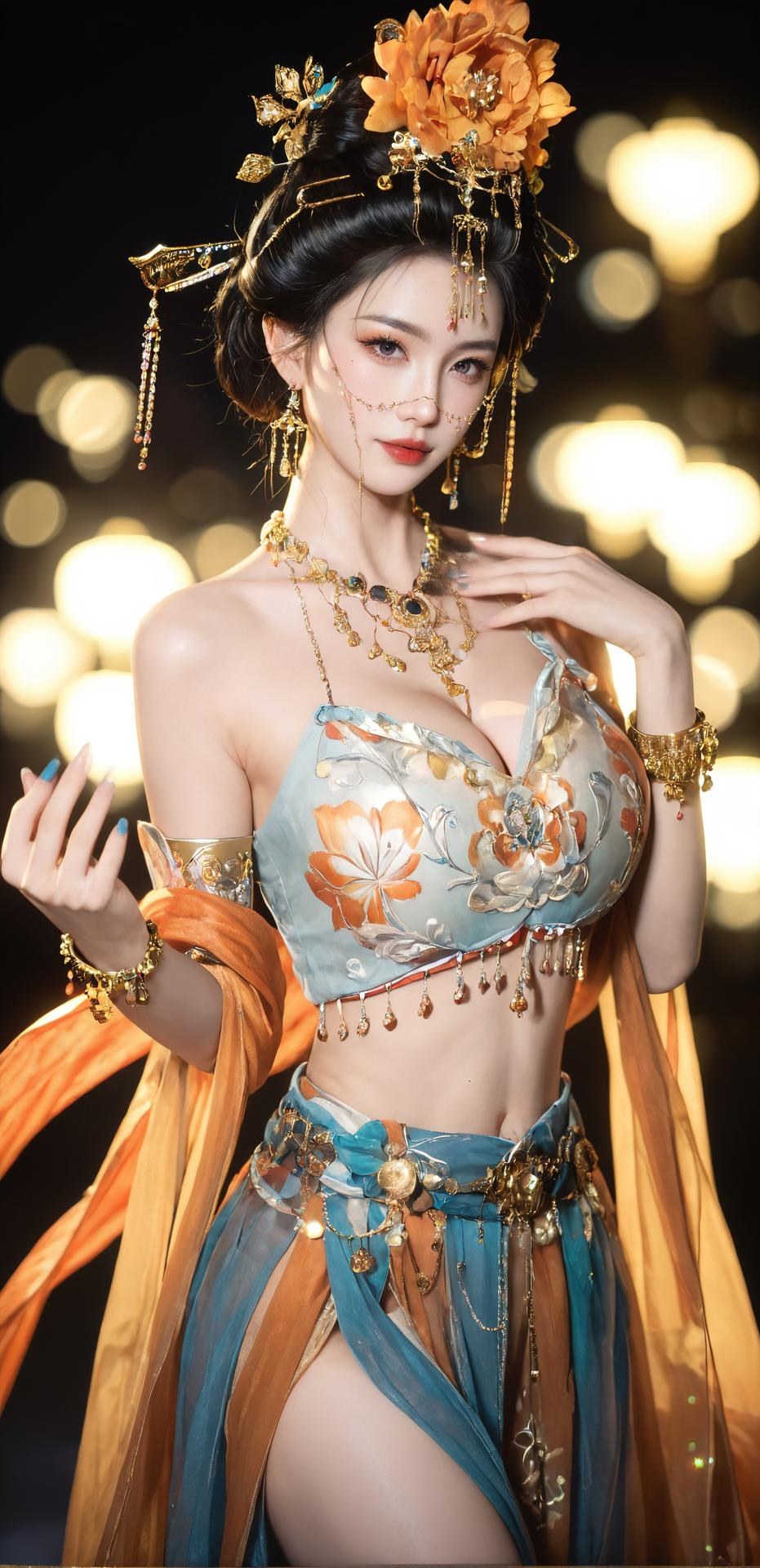 AI Porn - 燕雲 醉花陰 金飾古装 露出ヌード 金飾古装、ベッド風ポーズ、露出ヌード AI画像ギャラリー 284P