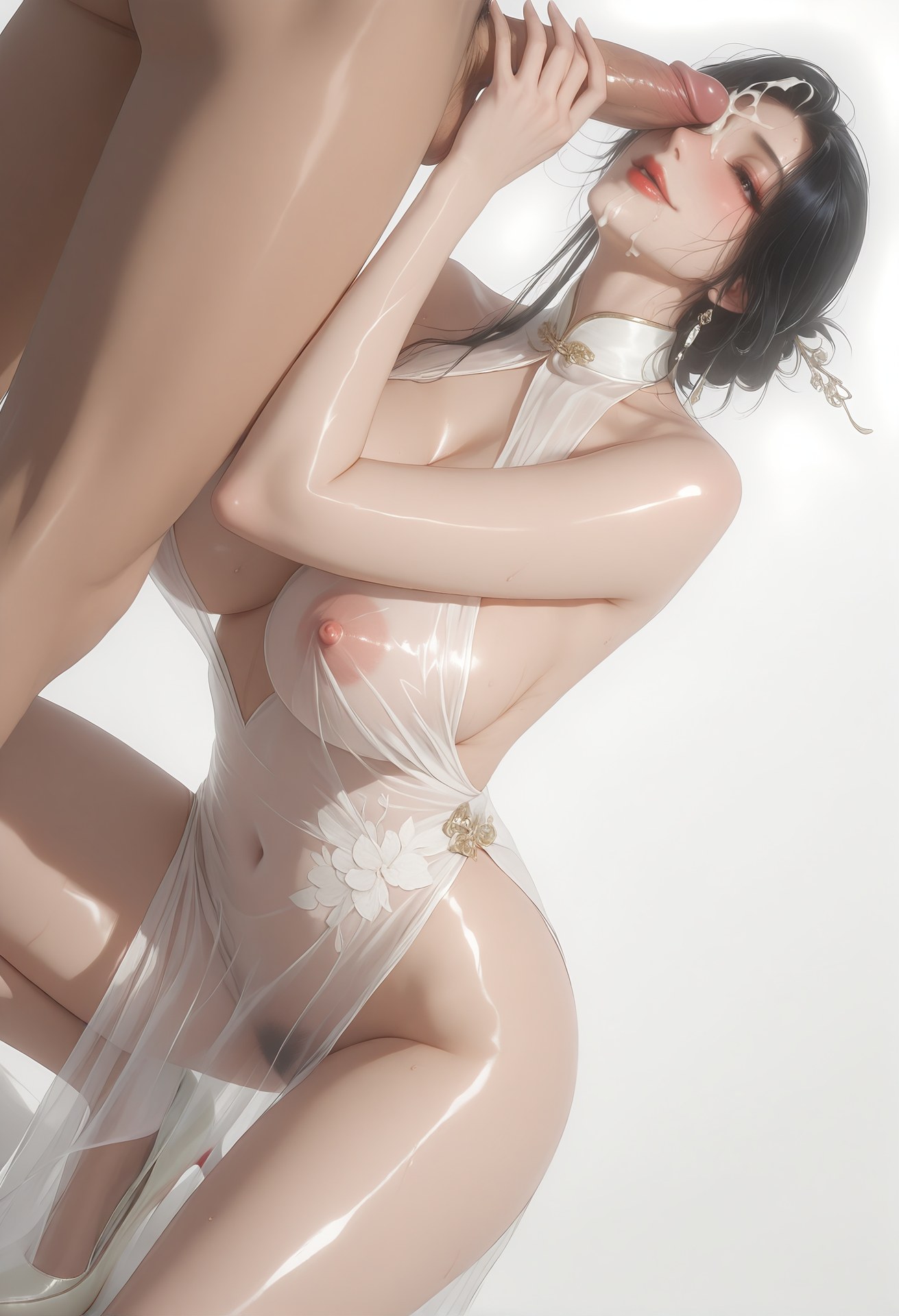 AI Porn - Yu Meiren sườn xám xuyên thấu trắng nude người lớn sườn xám xuyên thấu trắng, tạo dáng phòng ngủ và nude người lớn bộ sưu tập AI 96P