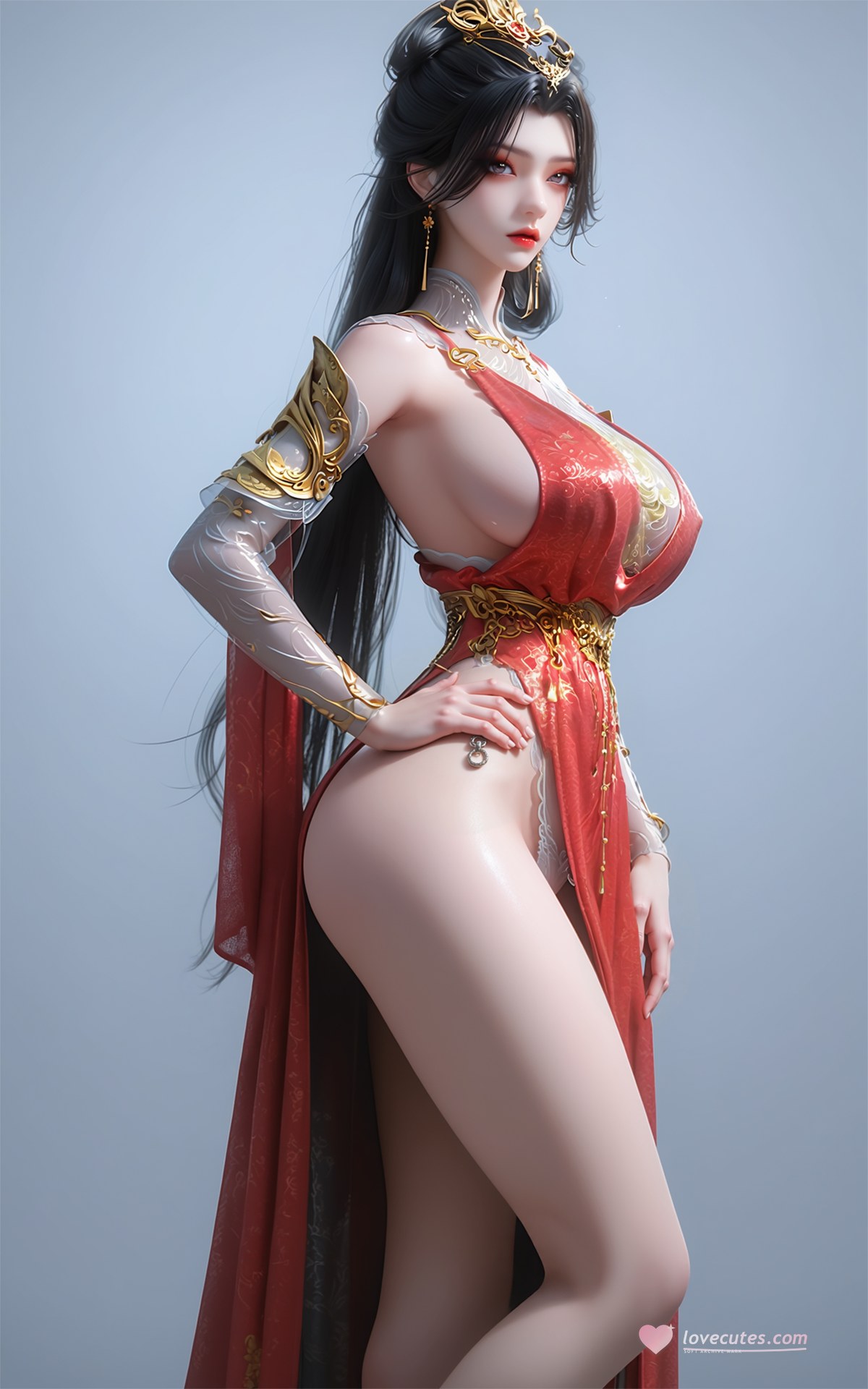AI Porn - Chang Sheng Jie Zhao Lin'er red costume explicit nude red costume styling, explicit nude detail, busty presentation AI Adult Gallery 255P