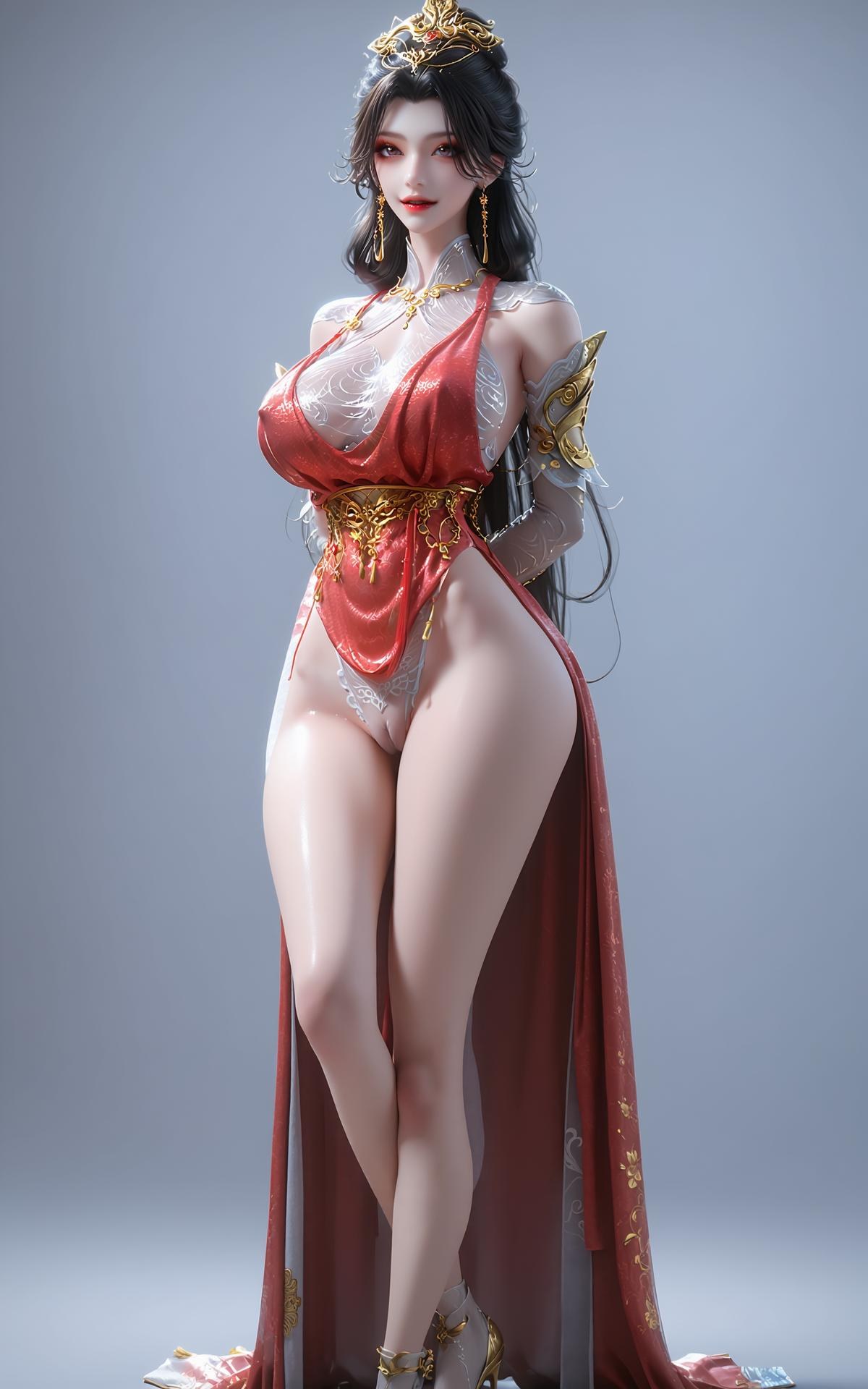 AI Porn - Chang Sheng Jie Zhao Lin'er red costume explicit nude red costume styling, explicit nude detail, busty presentation AI Adult Gallery 255P