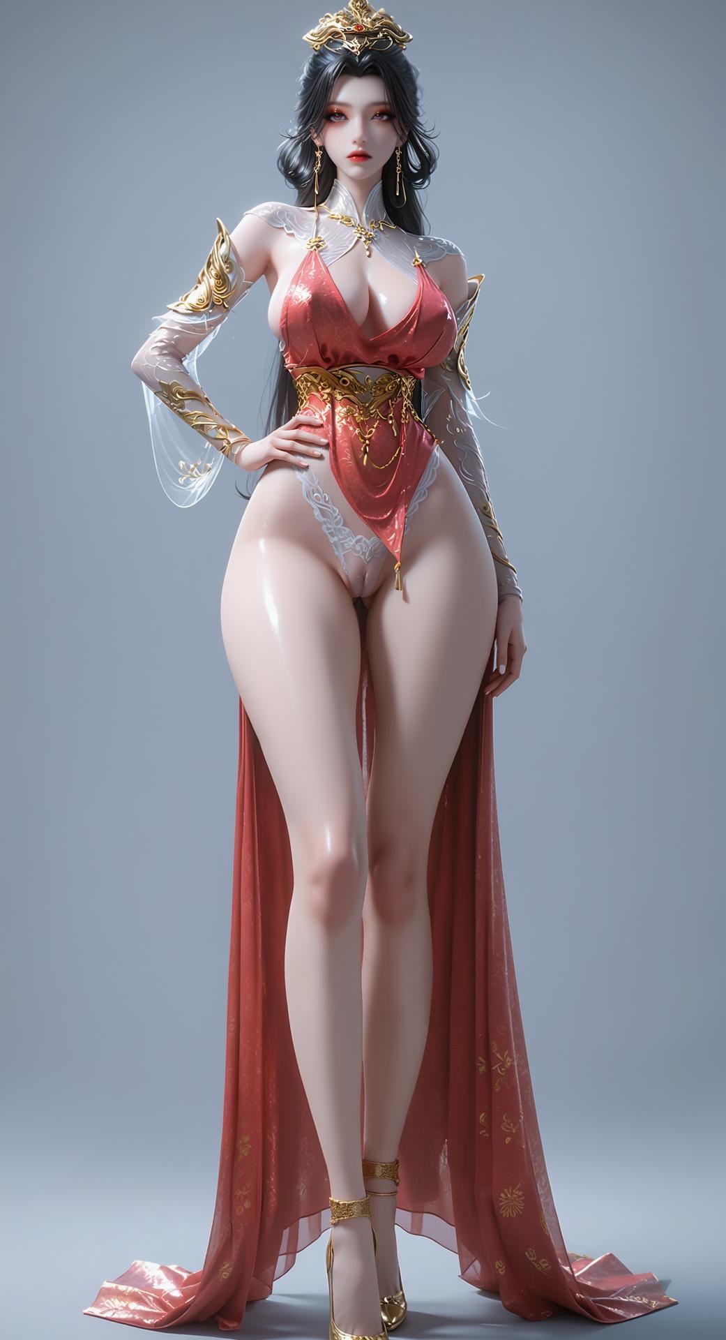 AI Porn - Chang Sheng Jie Zhao Lin'er red costume explicit nude red costume styling, explicit nude detail, busty presentation AI Adult Gallery 255P