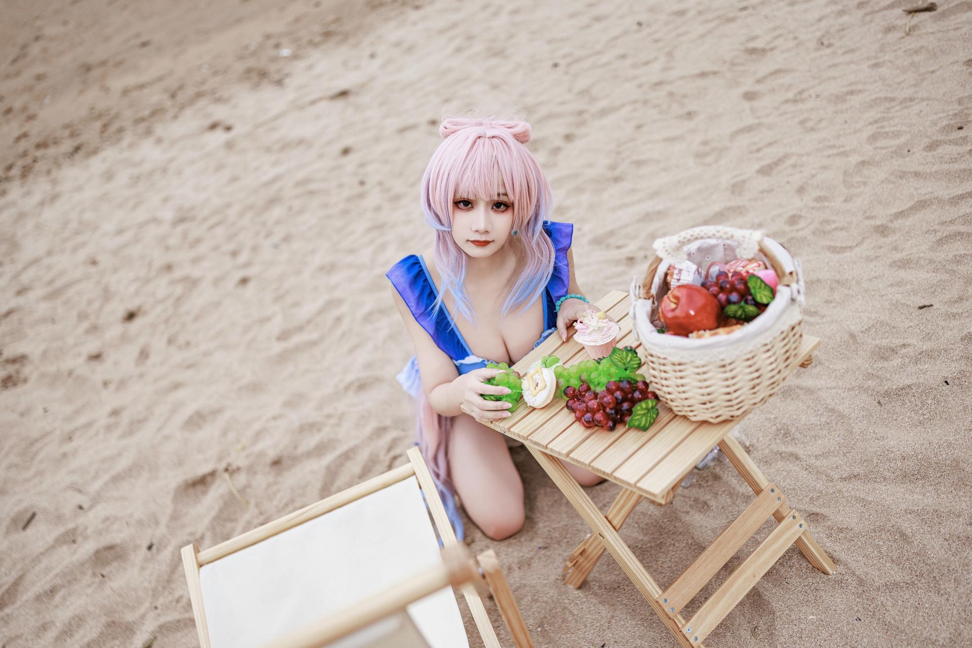 [cosplay] 阿雪雪 - 原神 珊瑚宫心海：原神 珊瑚宫心海 泳装角色還原美腿 56P