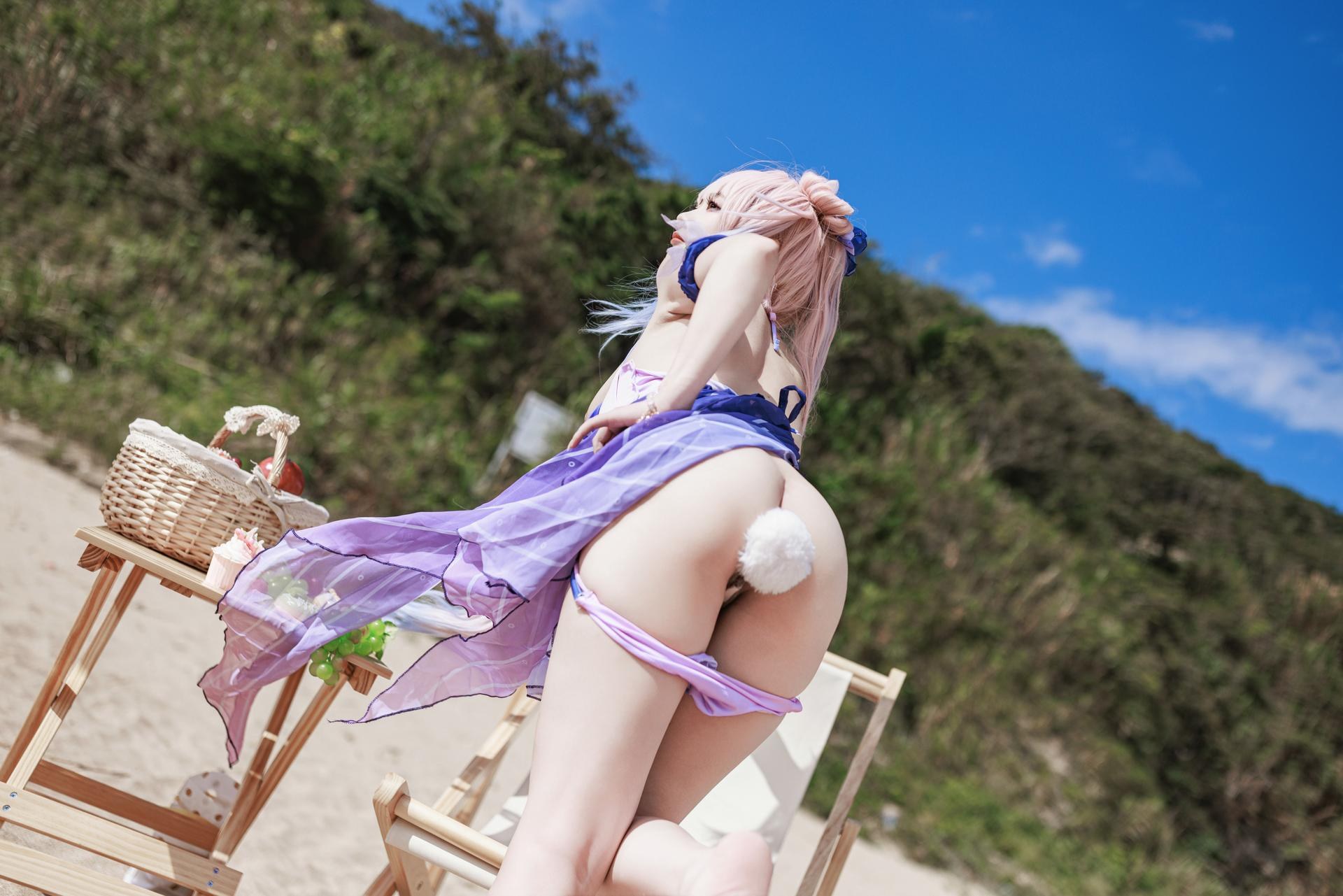 [cosplay] 阿雪雪 - 原神 珊瑚宫心海：原神 珊瑚宫心海 泳装角色還原美腿 56P